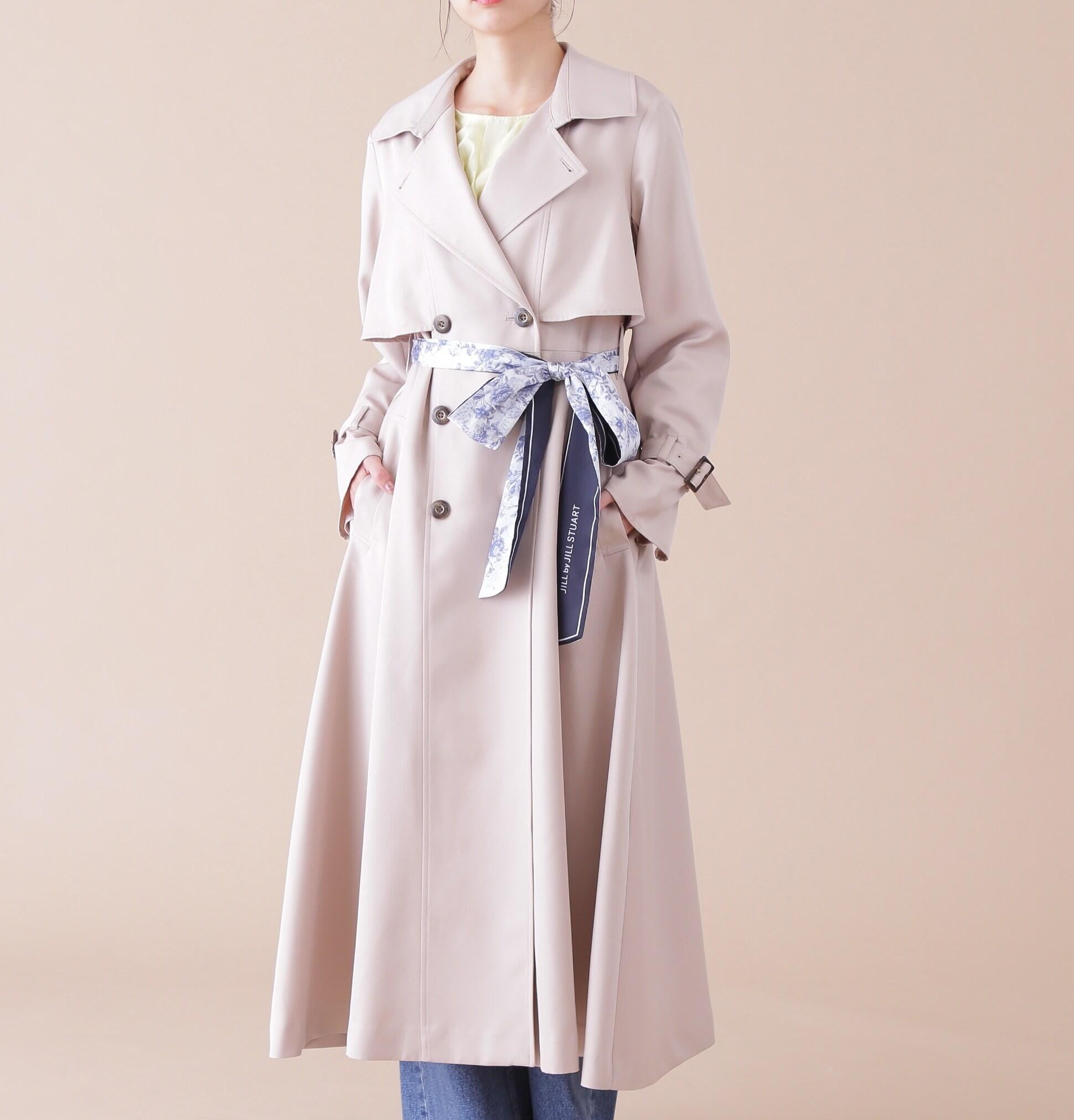 スカーフ付きドレストレンチコート ベージュ