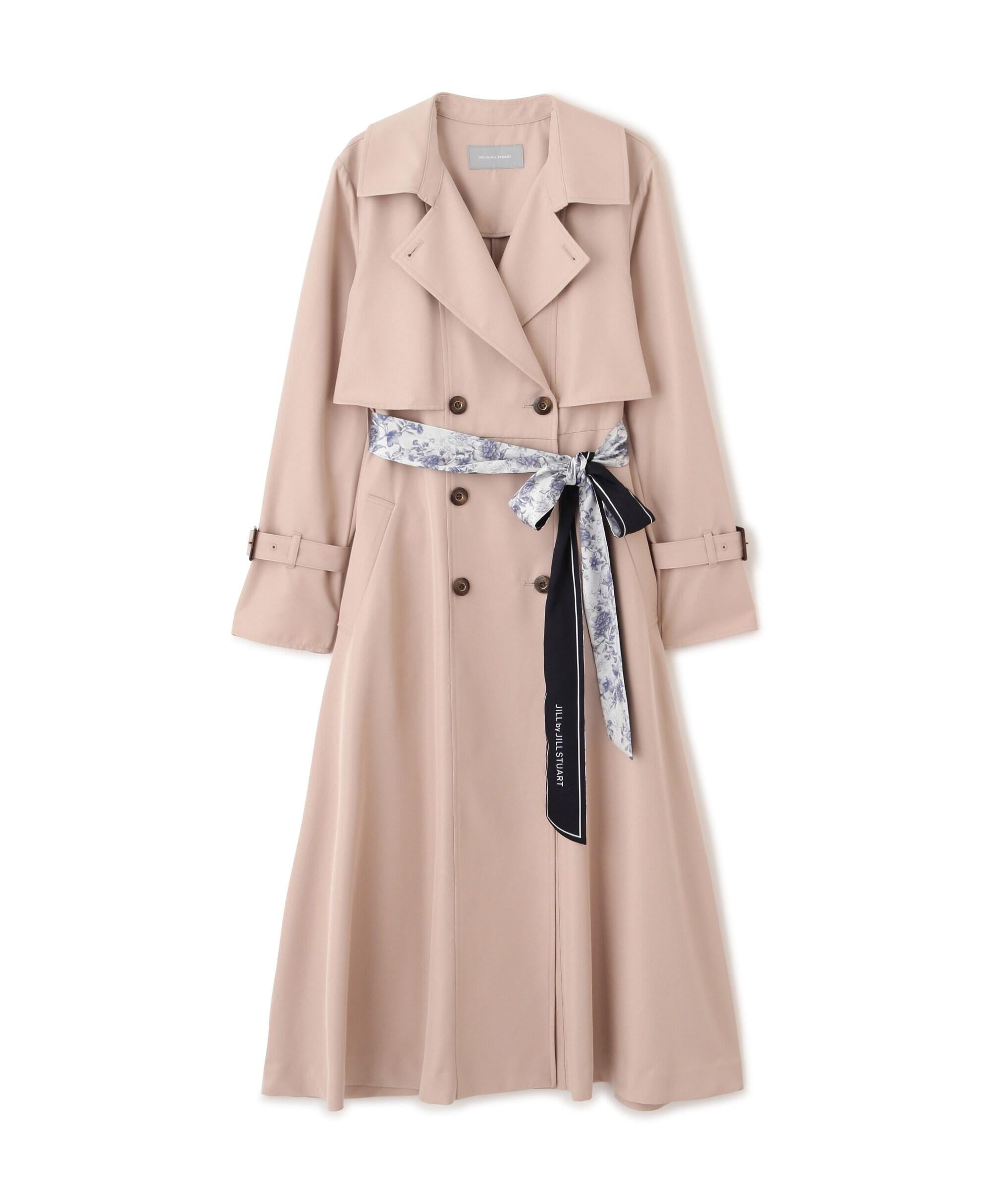 スカーフ付きドレストレンチコート ベージュ