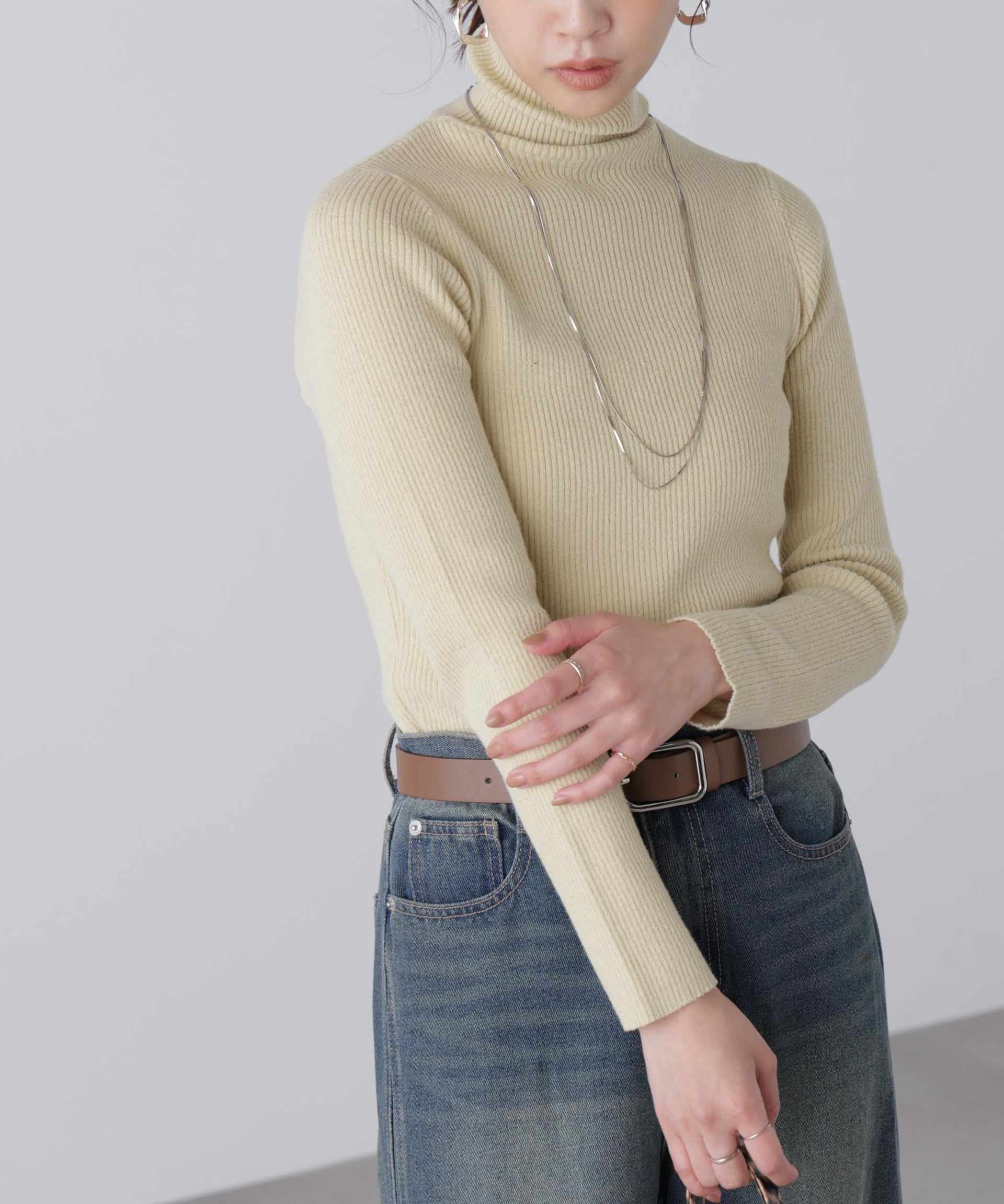 Turtle Neck Rib Knit