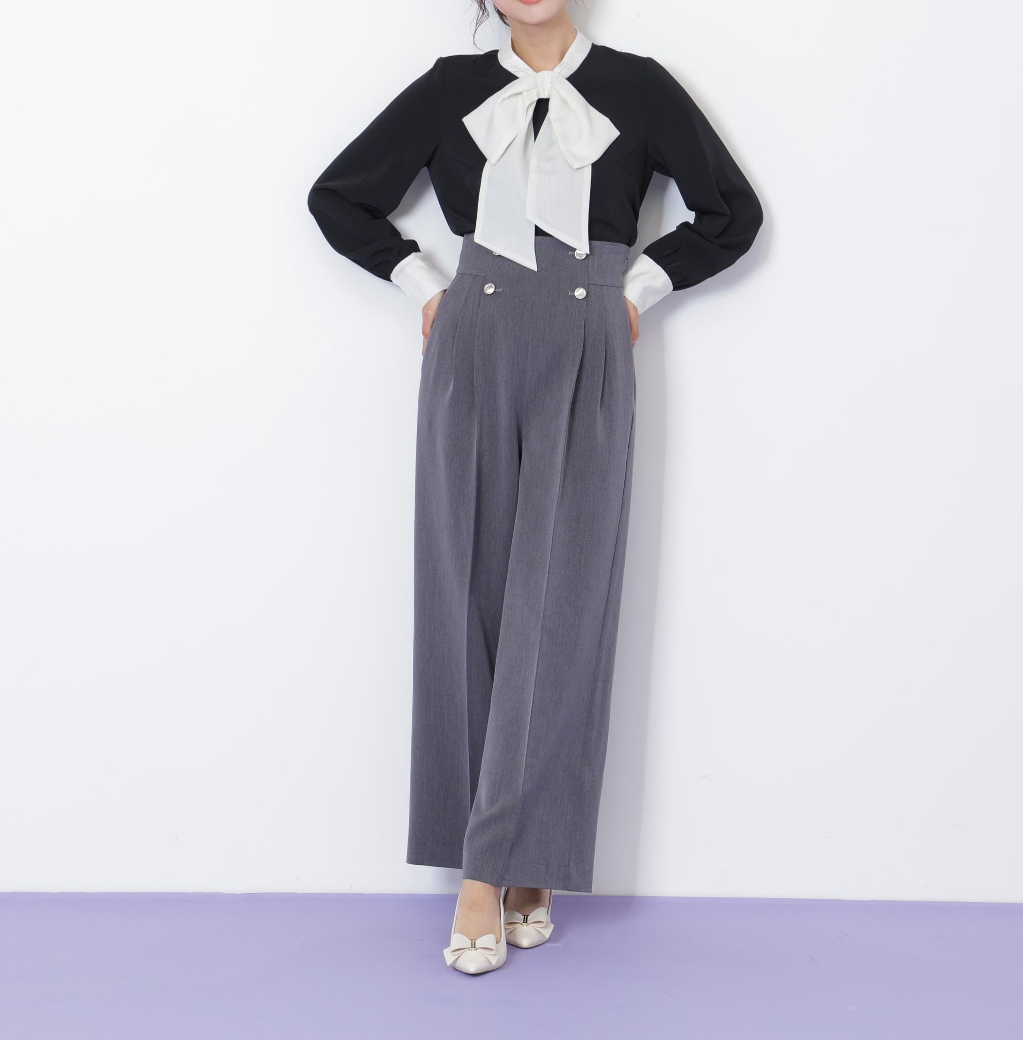 ビッグボウタイブラウス ブラック