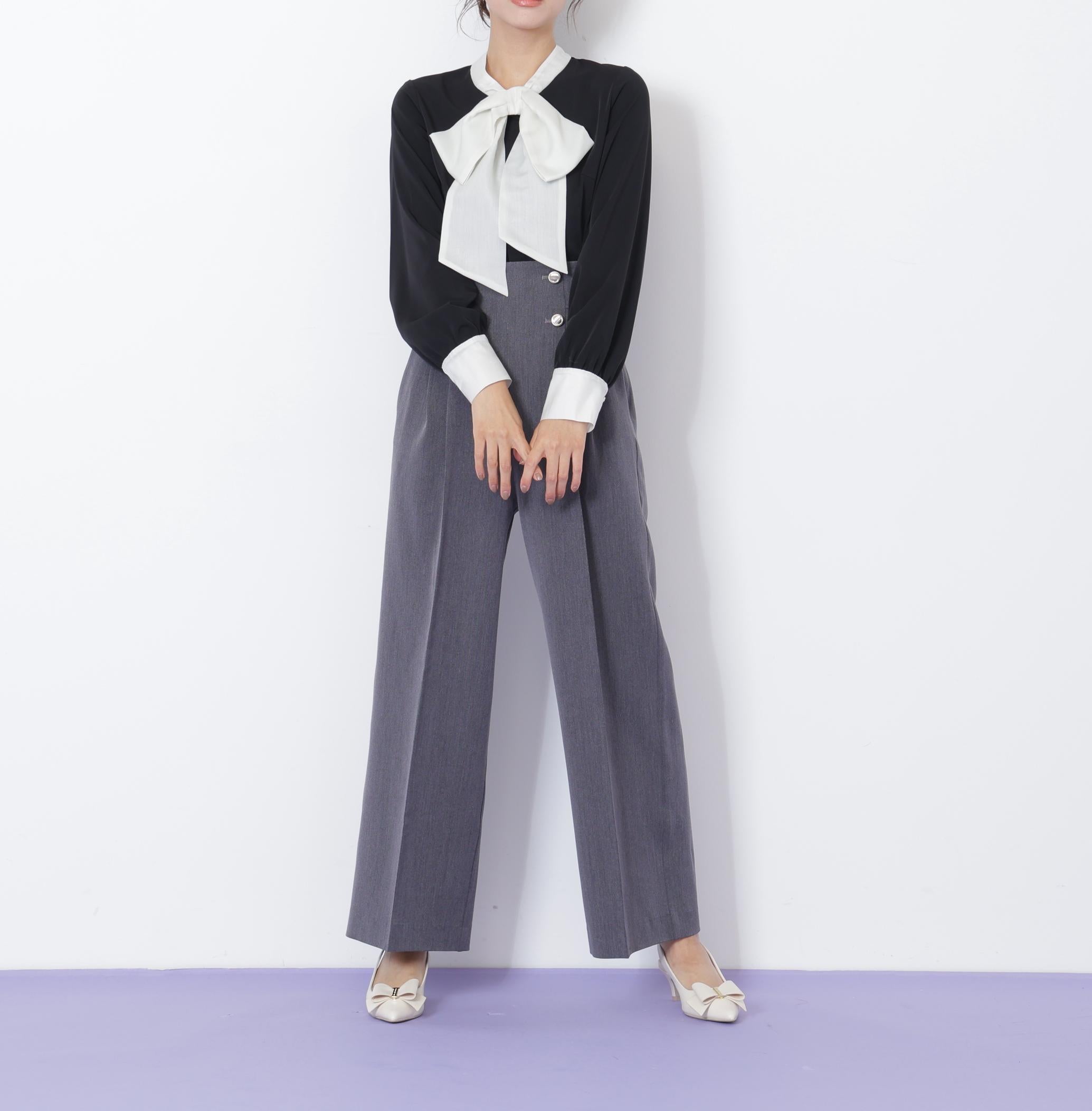 ビッグボウタイブラウス ブラック