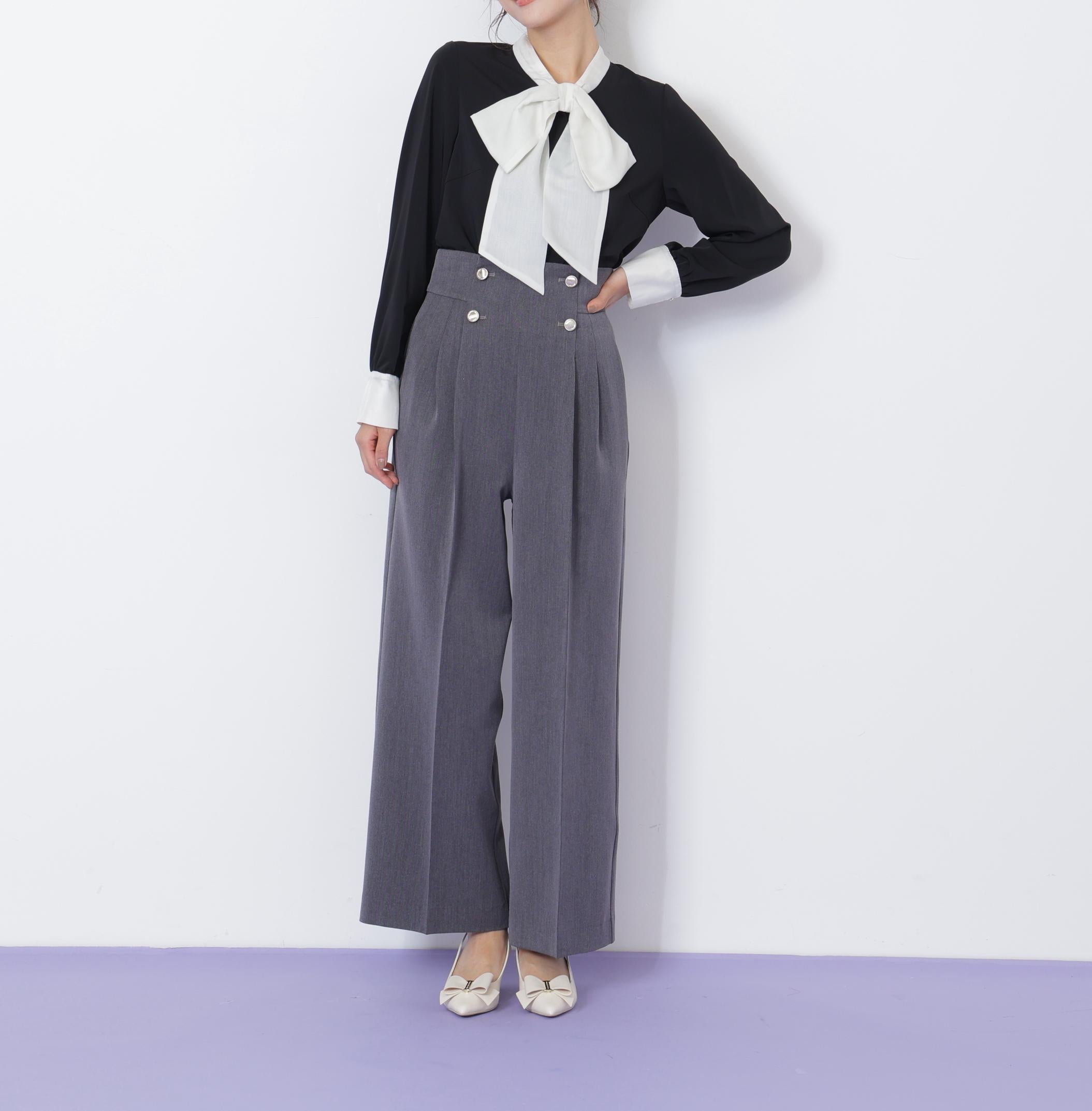 ビッグボウタイブラウス ブラック