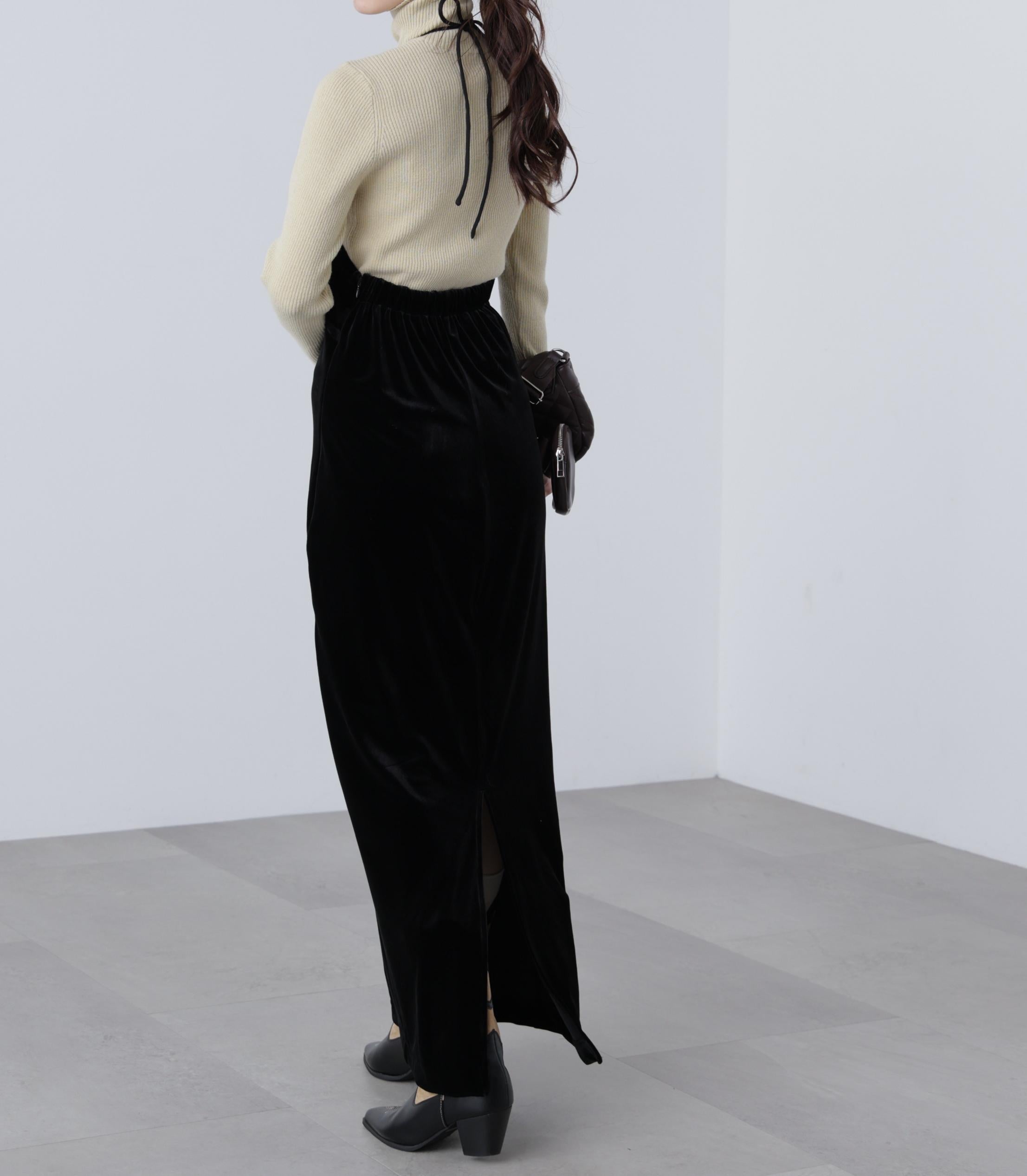 ホルターネックベロアキャミワンピース ブラック