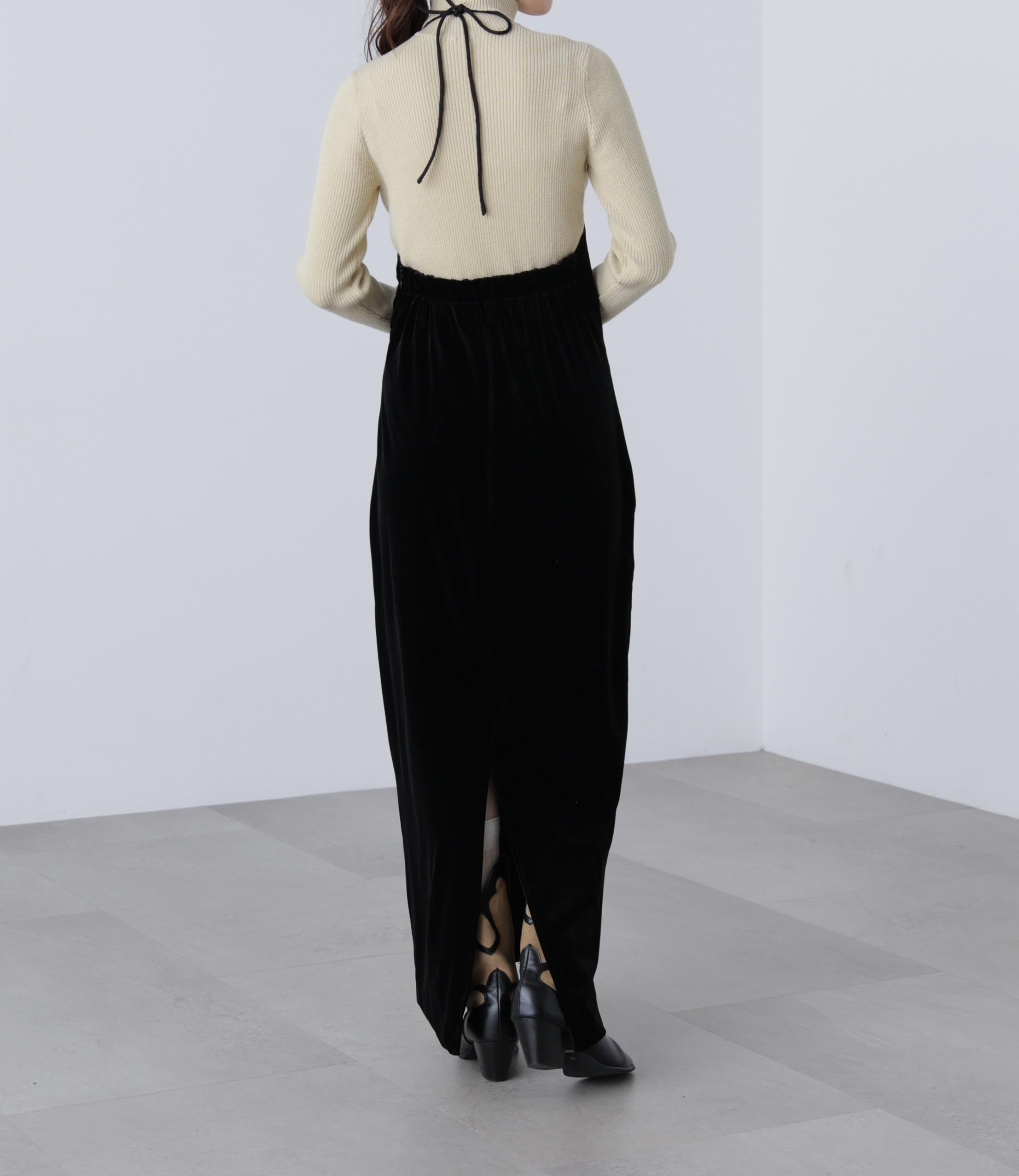 ホルターネックベロアキャミワンピース ブラック