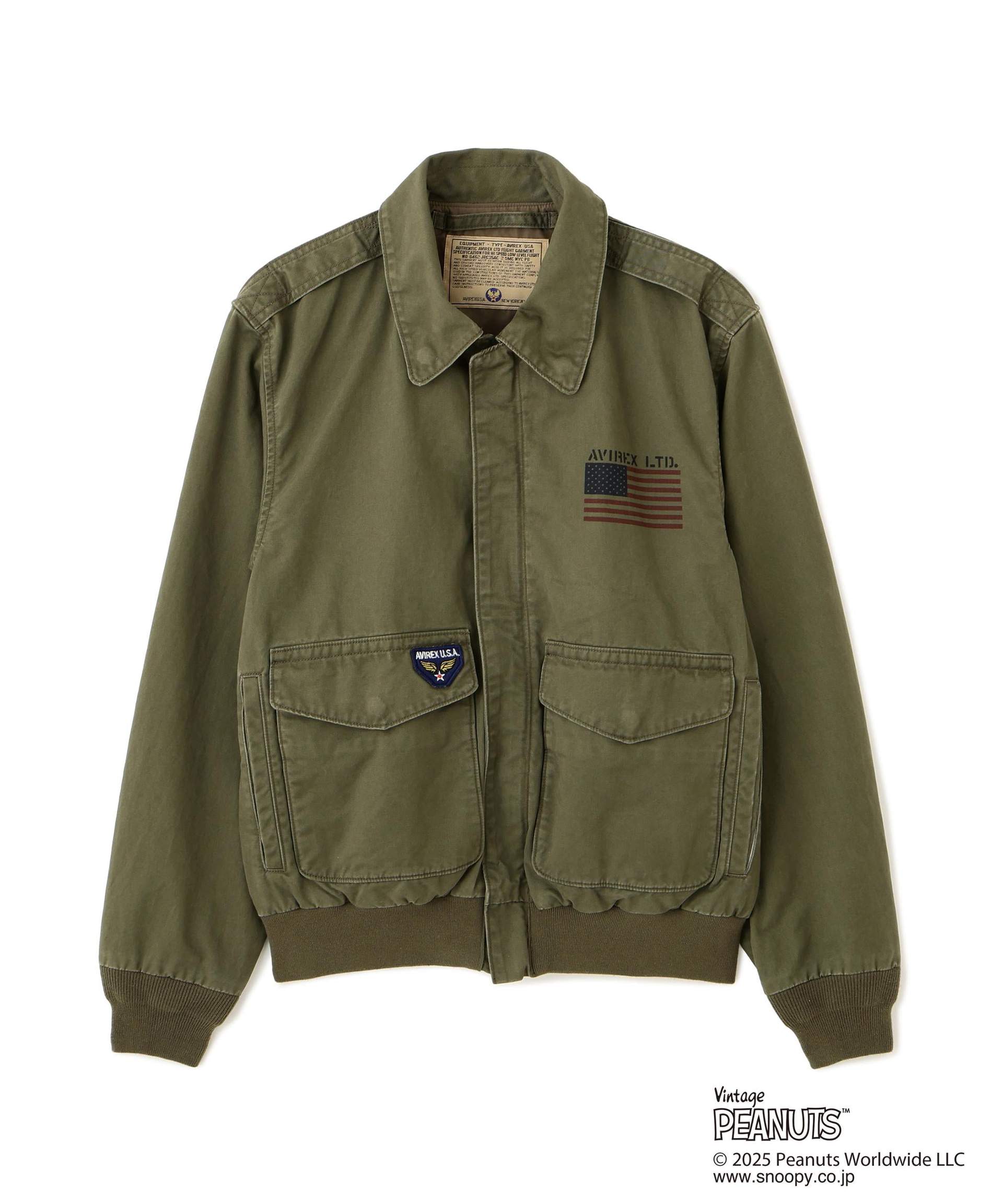 《AVIREX × PEANUTS》COTTON A-2 ”FLYING ACE” オリーブ