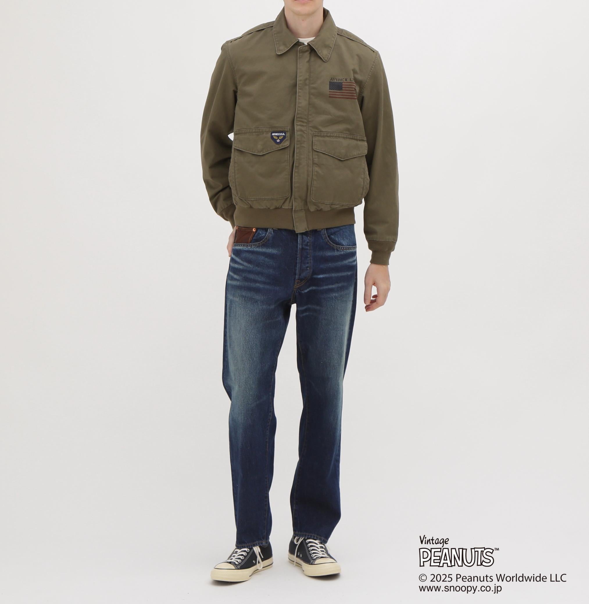 《AVIREX × PEANUTS》COTTON A-2 ”FLYING ACE” オリーブ