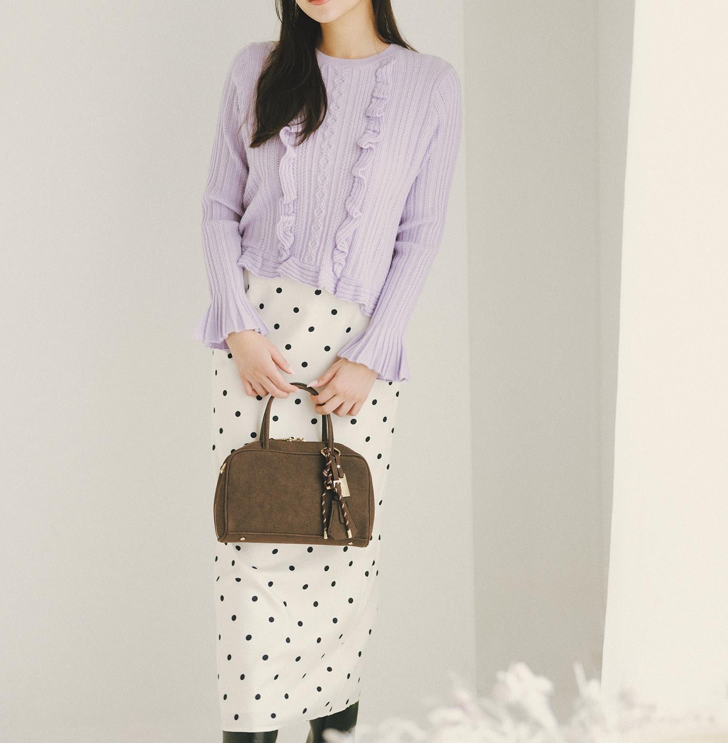 ドットサテンタイトスカート オフホワイトベース2