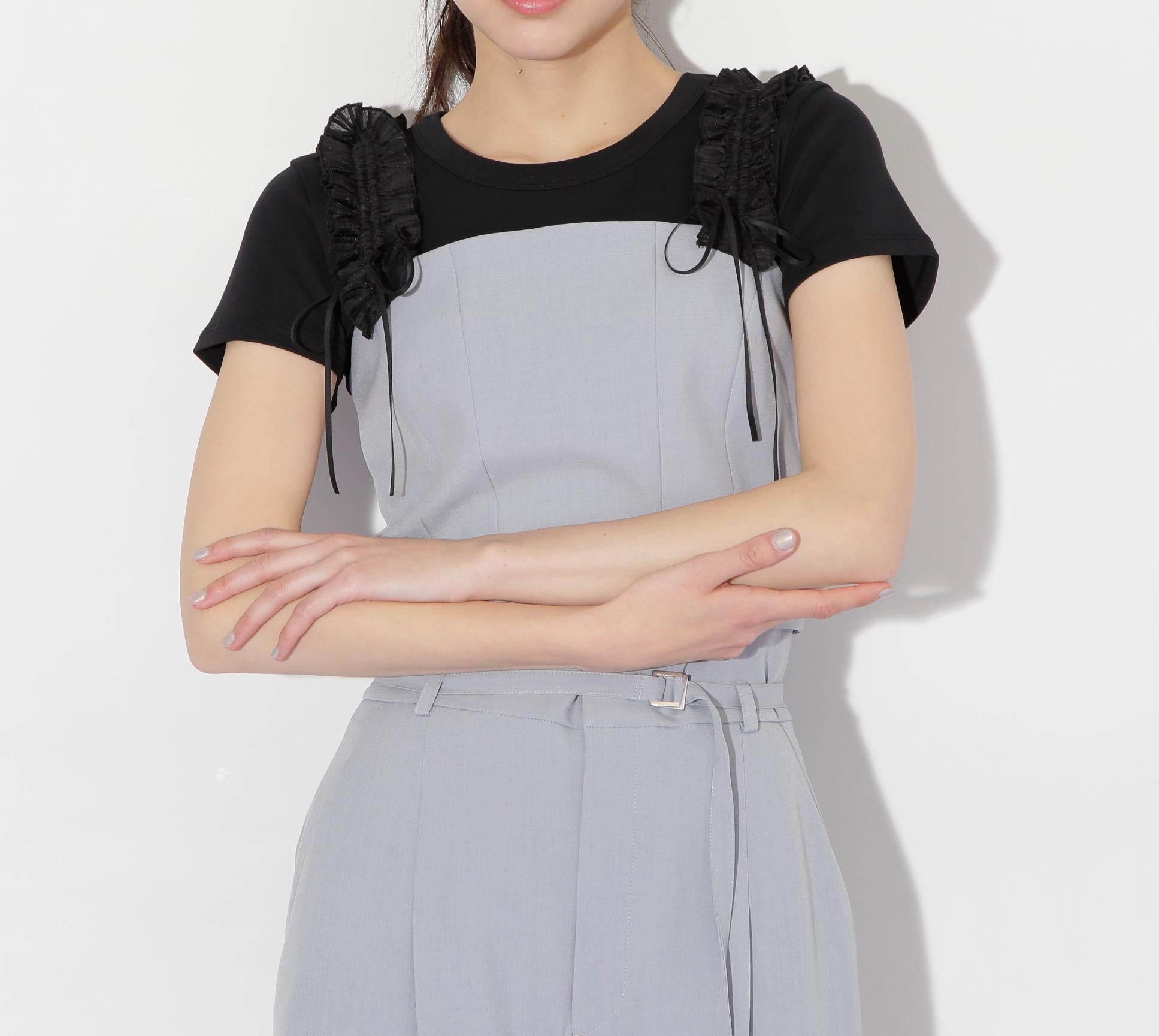 〈セットアップ対応〉フリルショルダービスチェ ブルー