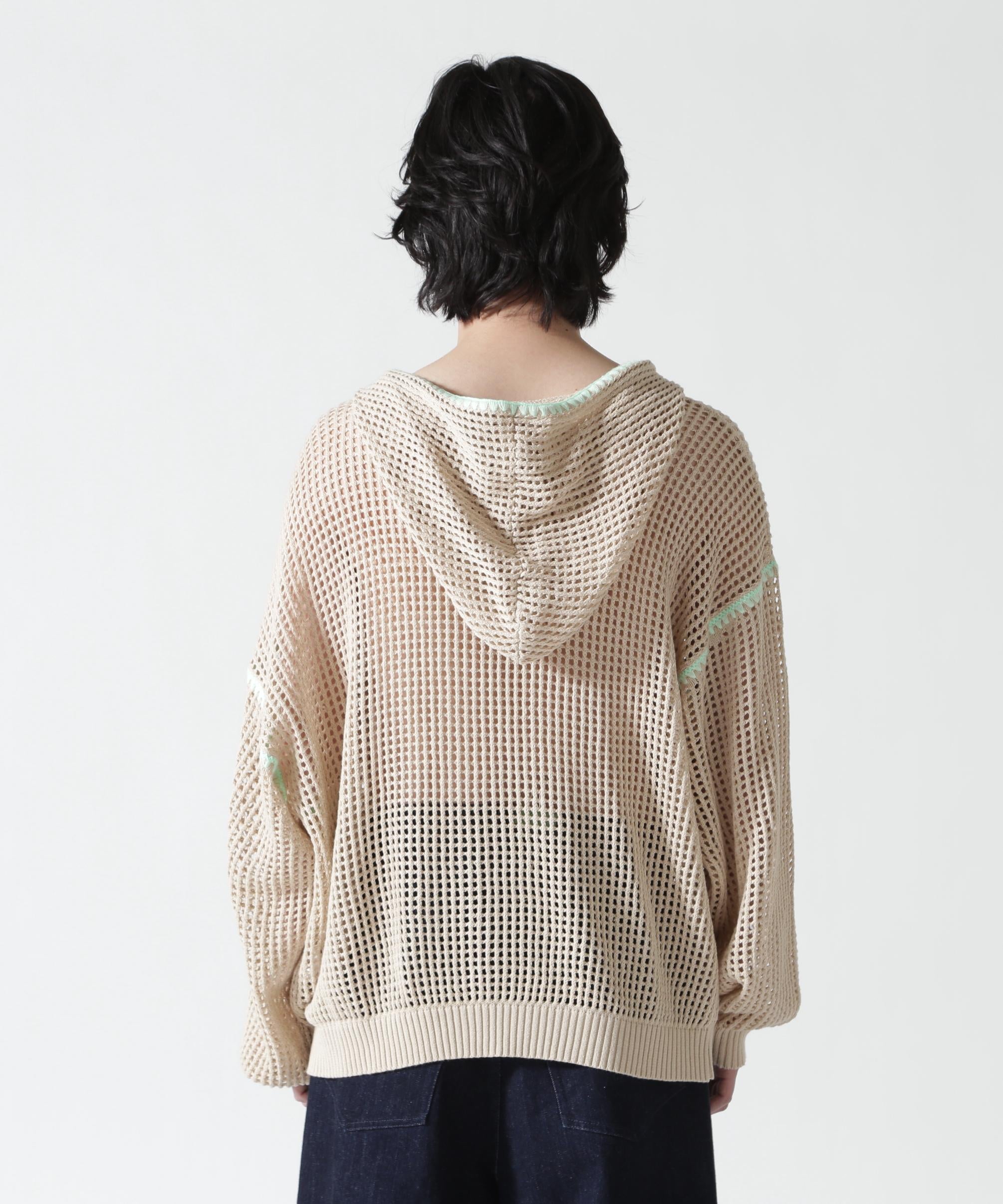 B omnivore/ビーオムニボー　HAND - STITCH MESH HOODIE ベージュ