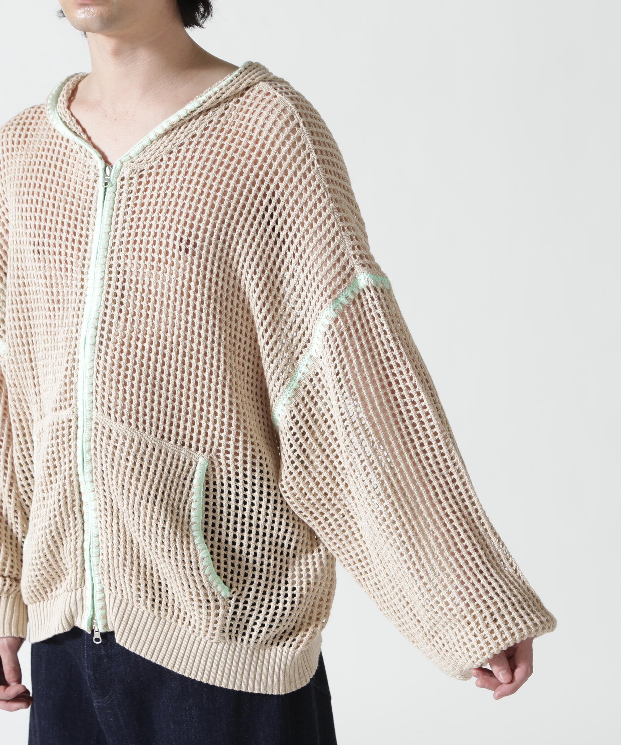 B omnivore/ビーオムニボー　HAND - STITCH MESH HOODIE ベージュ