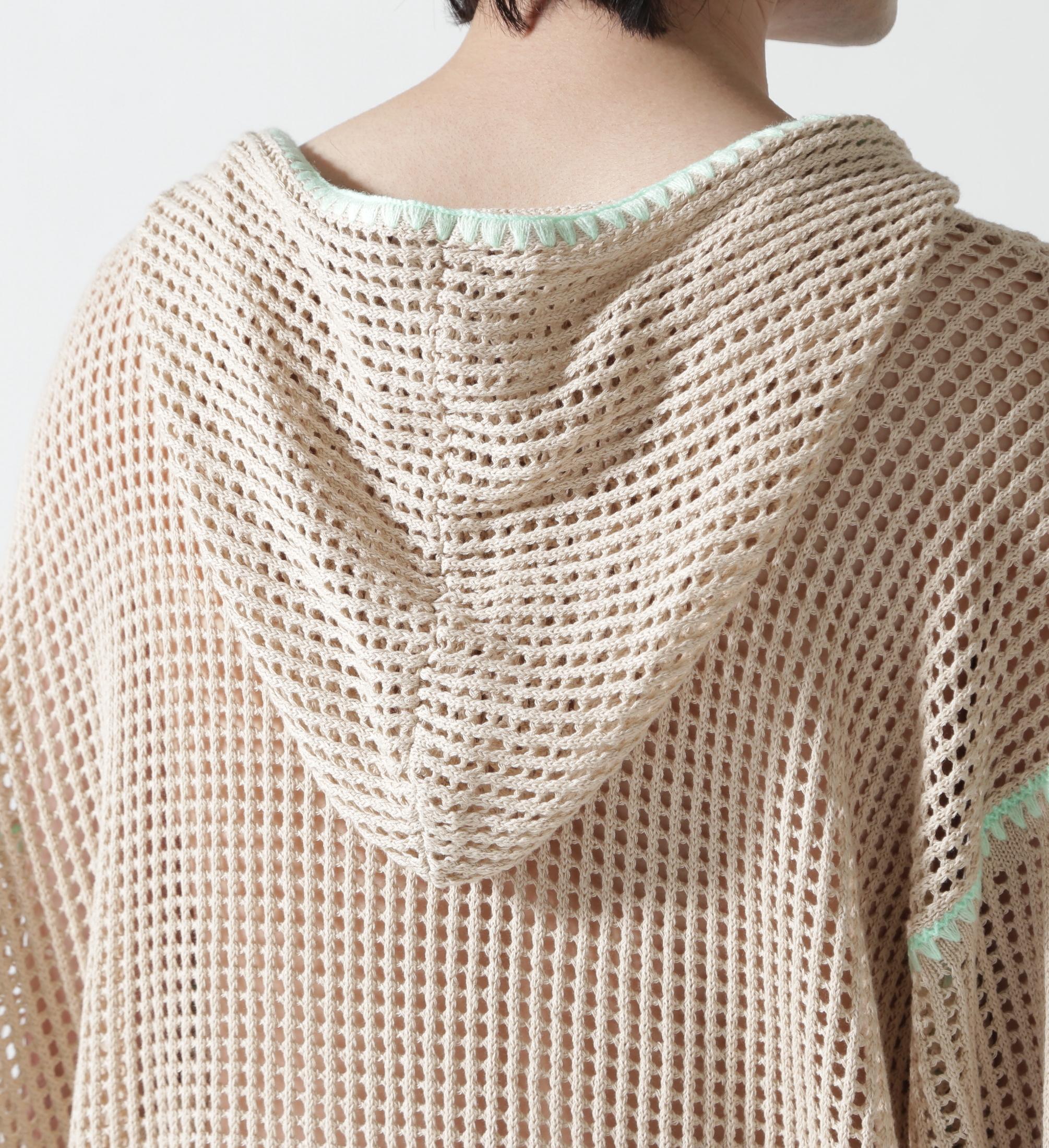 B omnivore/ビーオムニボー　HAND - STITCH MESH HOODIE ベージュ