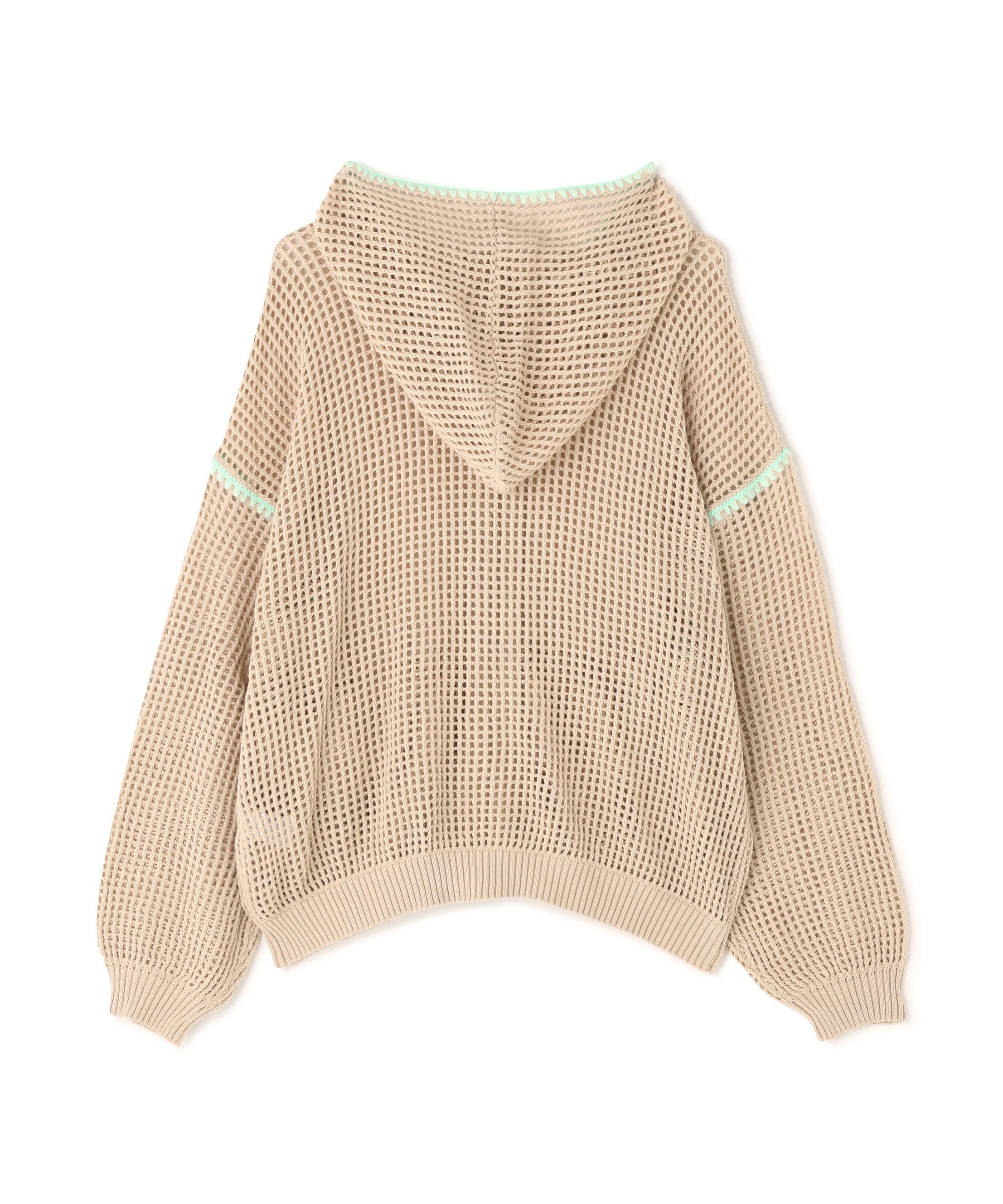 B omnivore/ビーオムニボー　HAND - STITCH MESH HOODIE ベージュ