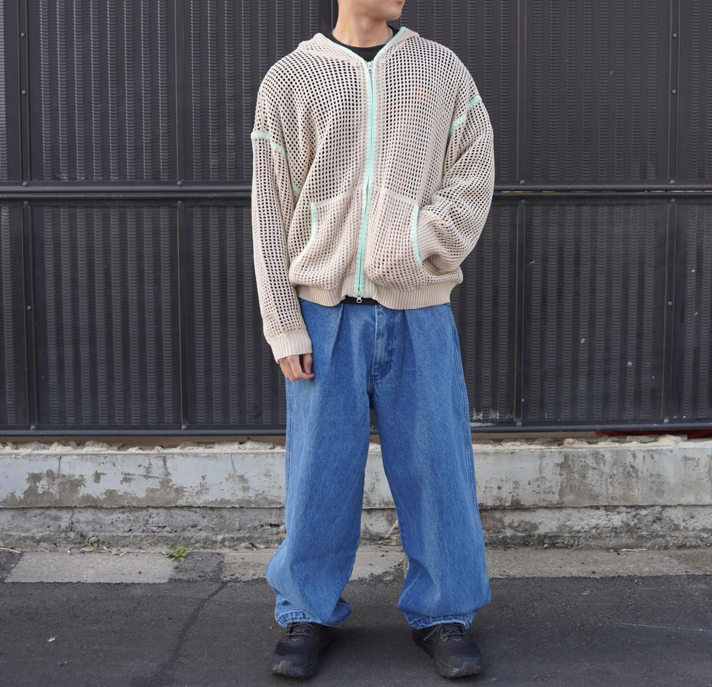 B omnivore/ビーオムニボー　HAND - STITCH MESH HOODIE ベージュ