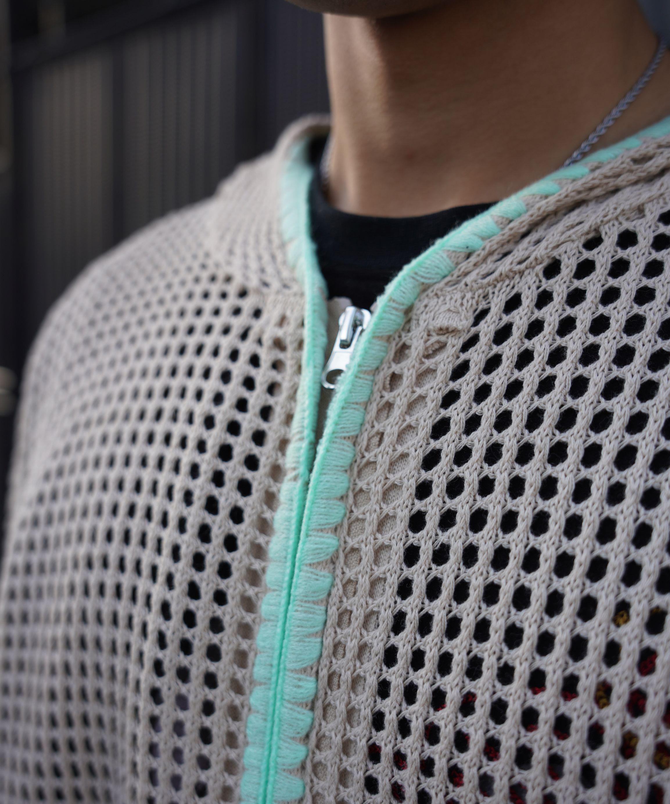 B omnivore/ビーオムニボー　HAND - STITCH MESH HOODIE ベージュ