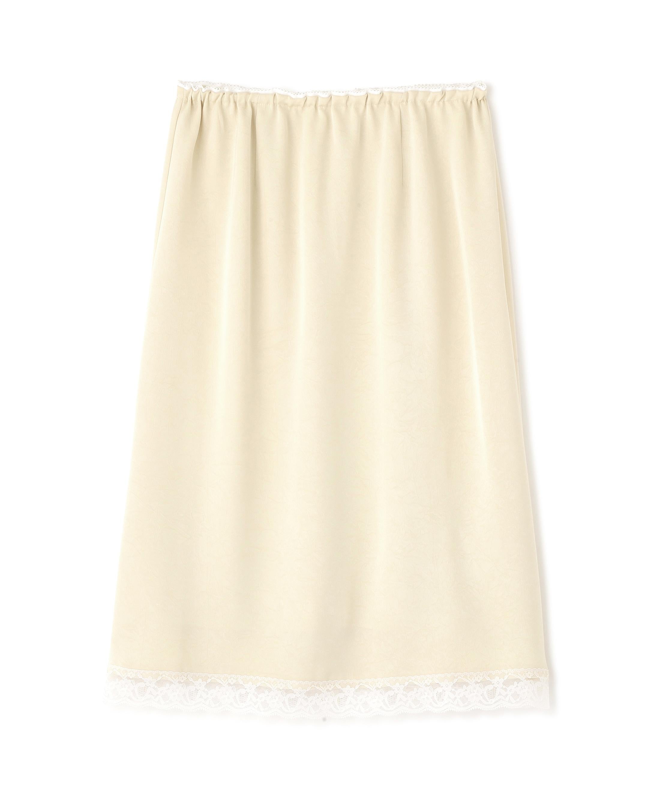 レーストリムサテンミディスカート イエロー