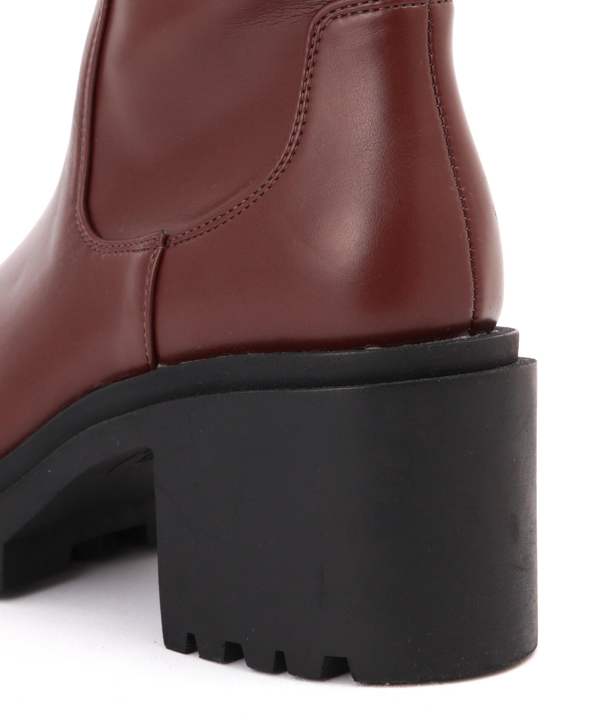 ワイドヒールストレッチブーツ ブラウン