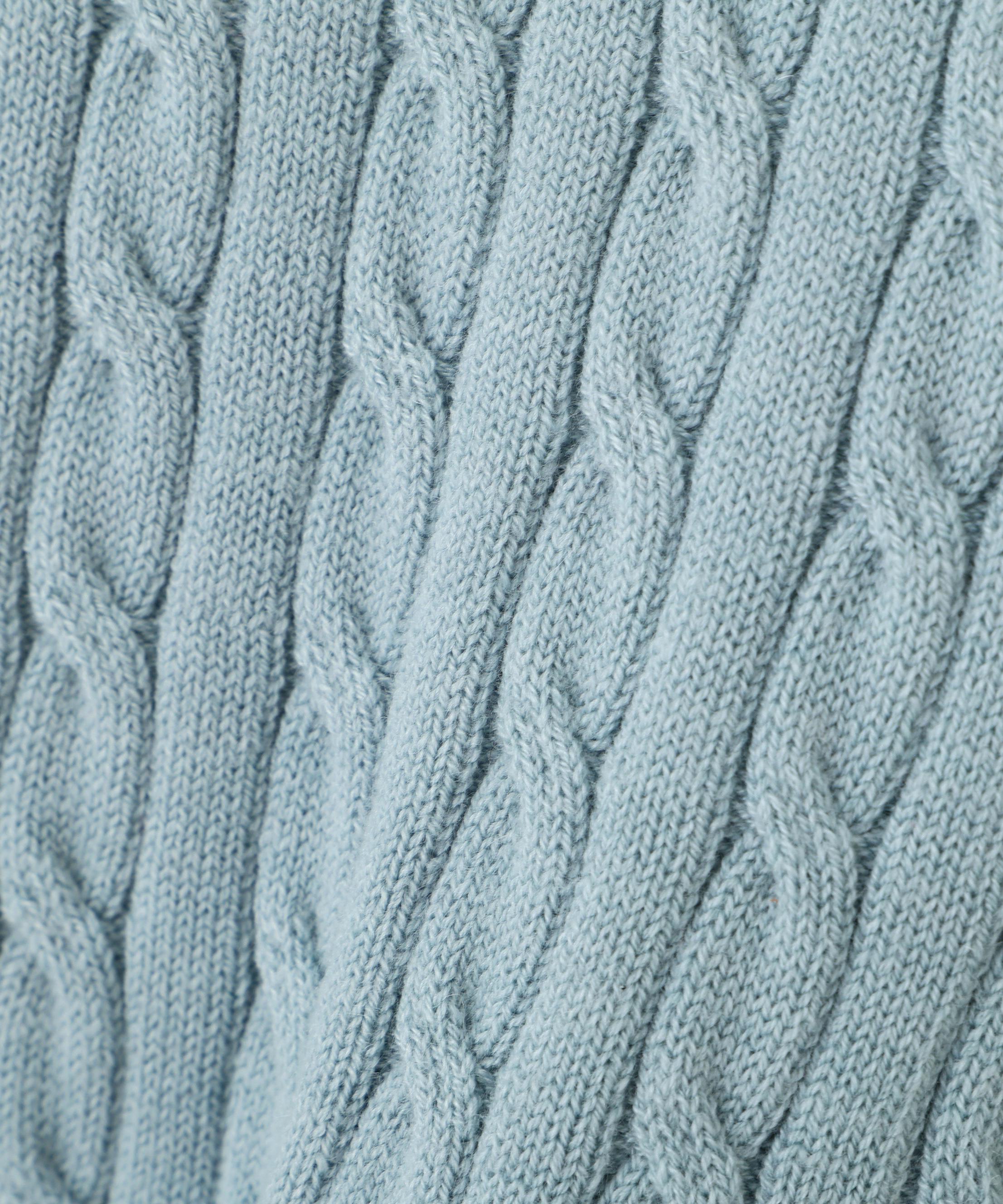 レイヤード衿ケーブルニット ミント