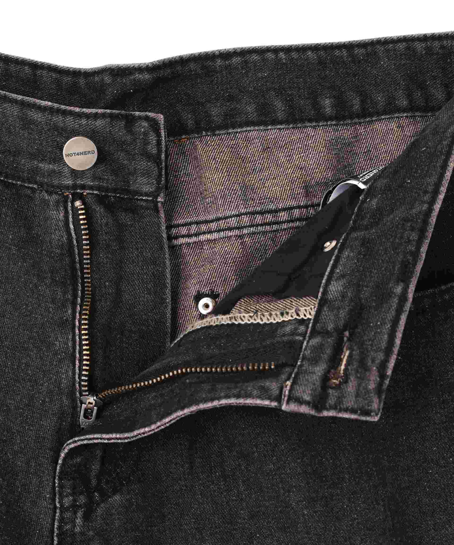 NOT4NE>D/ノットフォーナード/FLAME DENIM SHO>TS ブラック