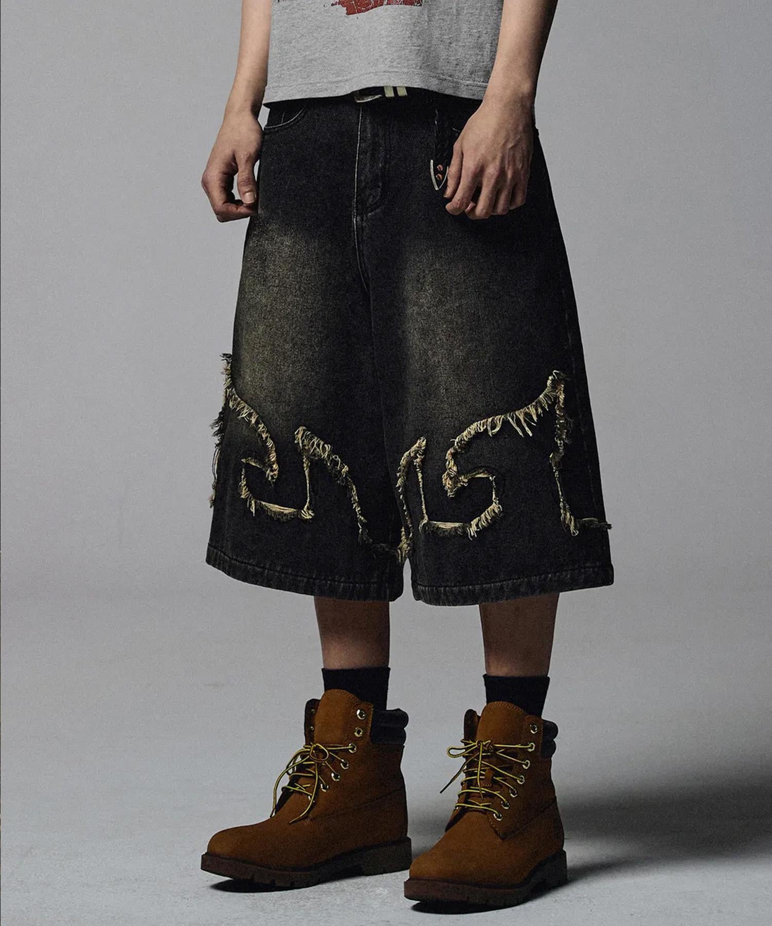 NOT4NE>D/ノットフォーナード/FLAME DENIM SHO>TS ブラック