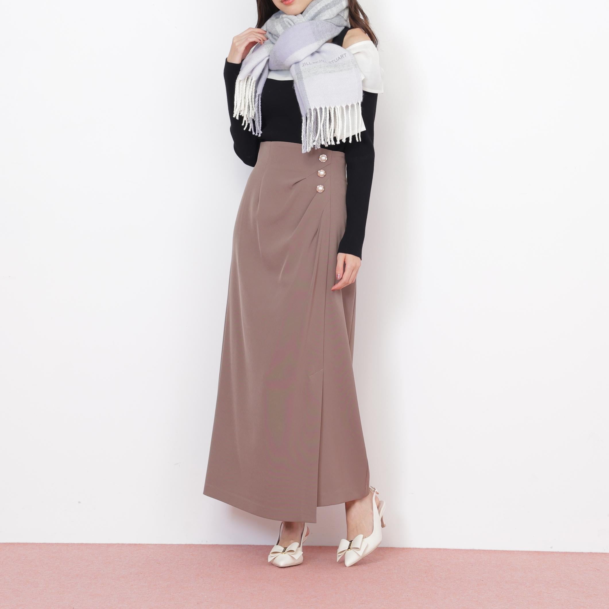 エンブロイダリーロゴチェックストール ラベンダー