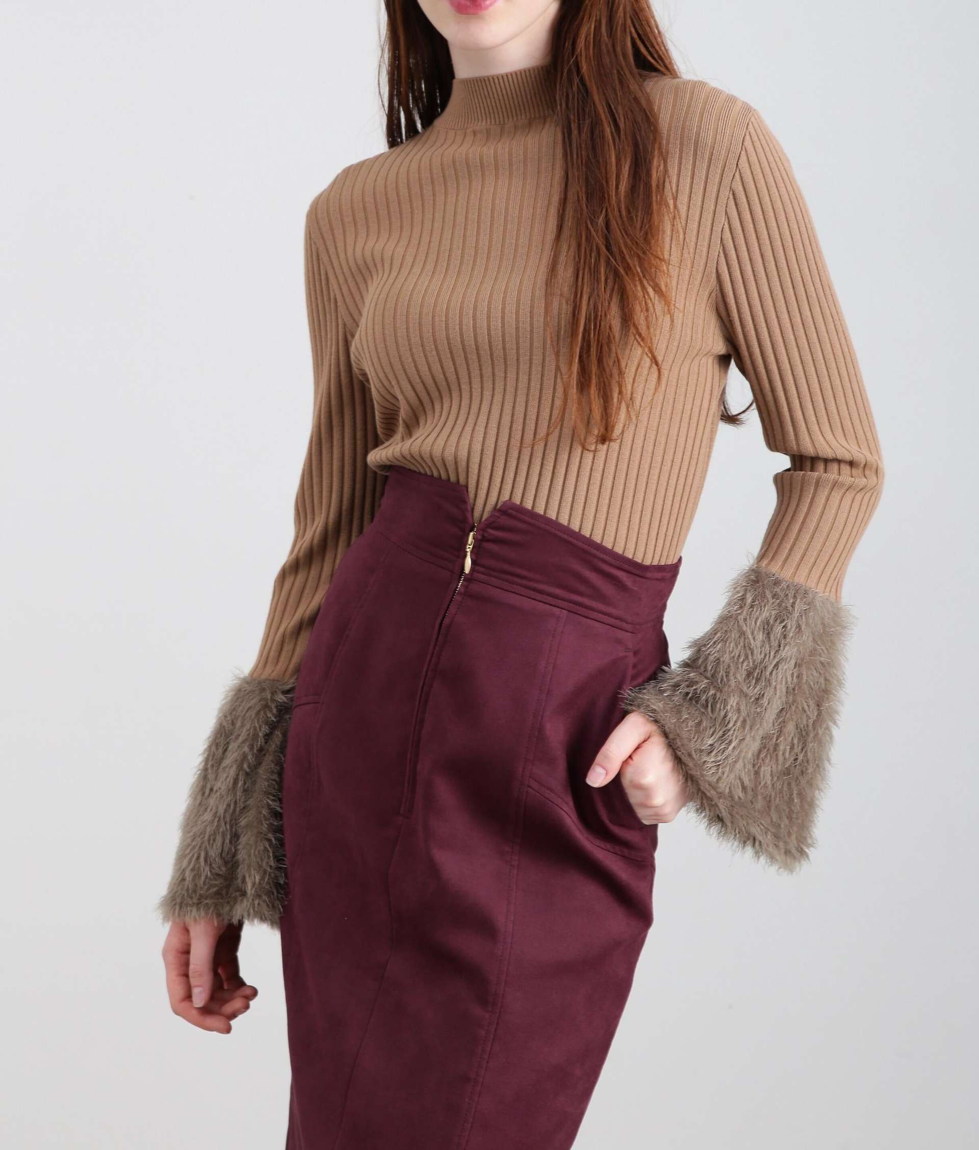 ◆フェザーコンビニットトップス モカ6