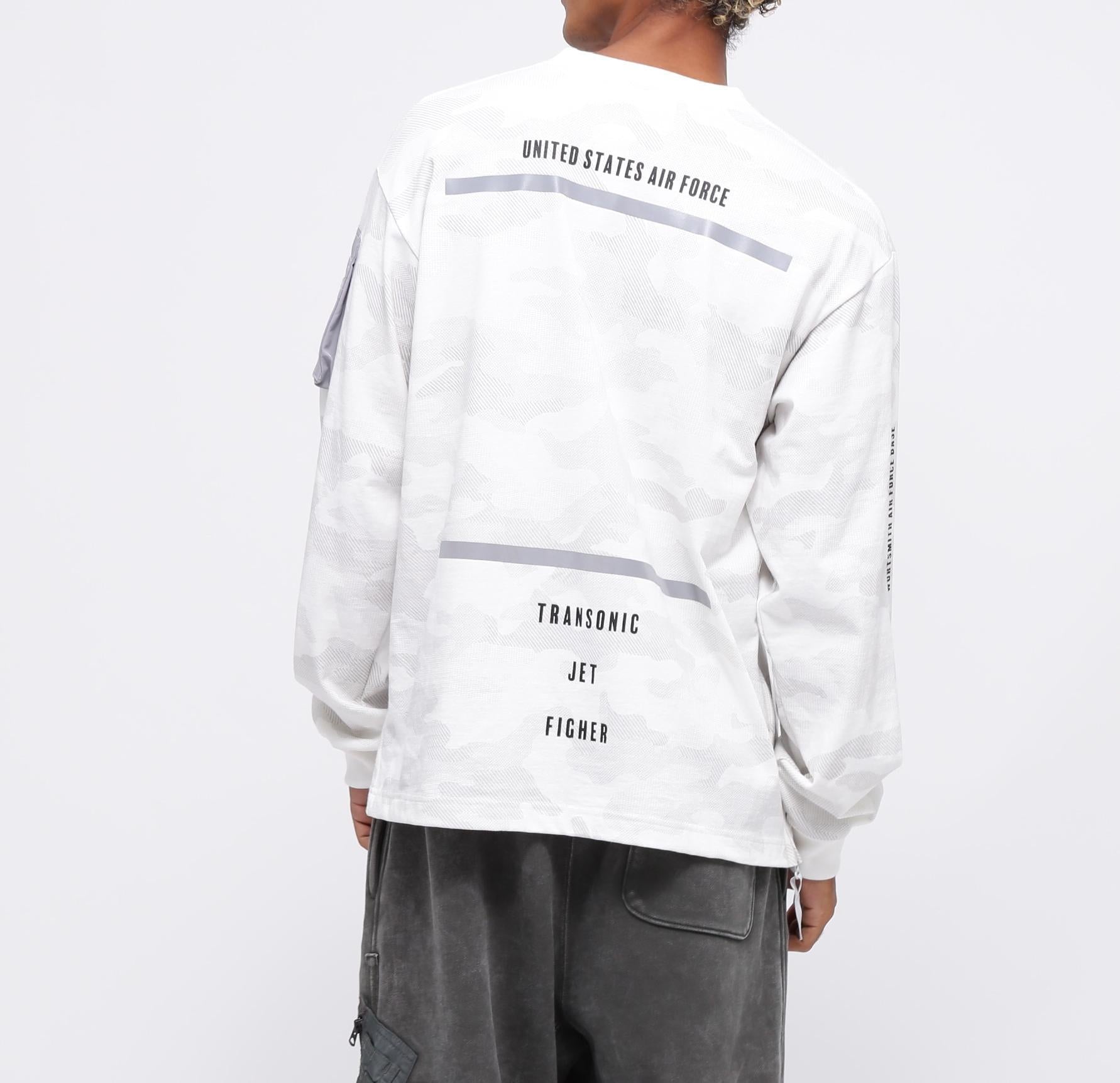 SIDE ZIP STENCIL T-SHI>T "HAT IN THE >ING" / サイドジップ ステンシル 長袖Tシャツ "ハット  ホワイトカモ34