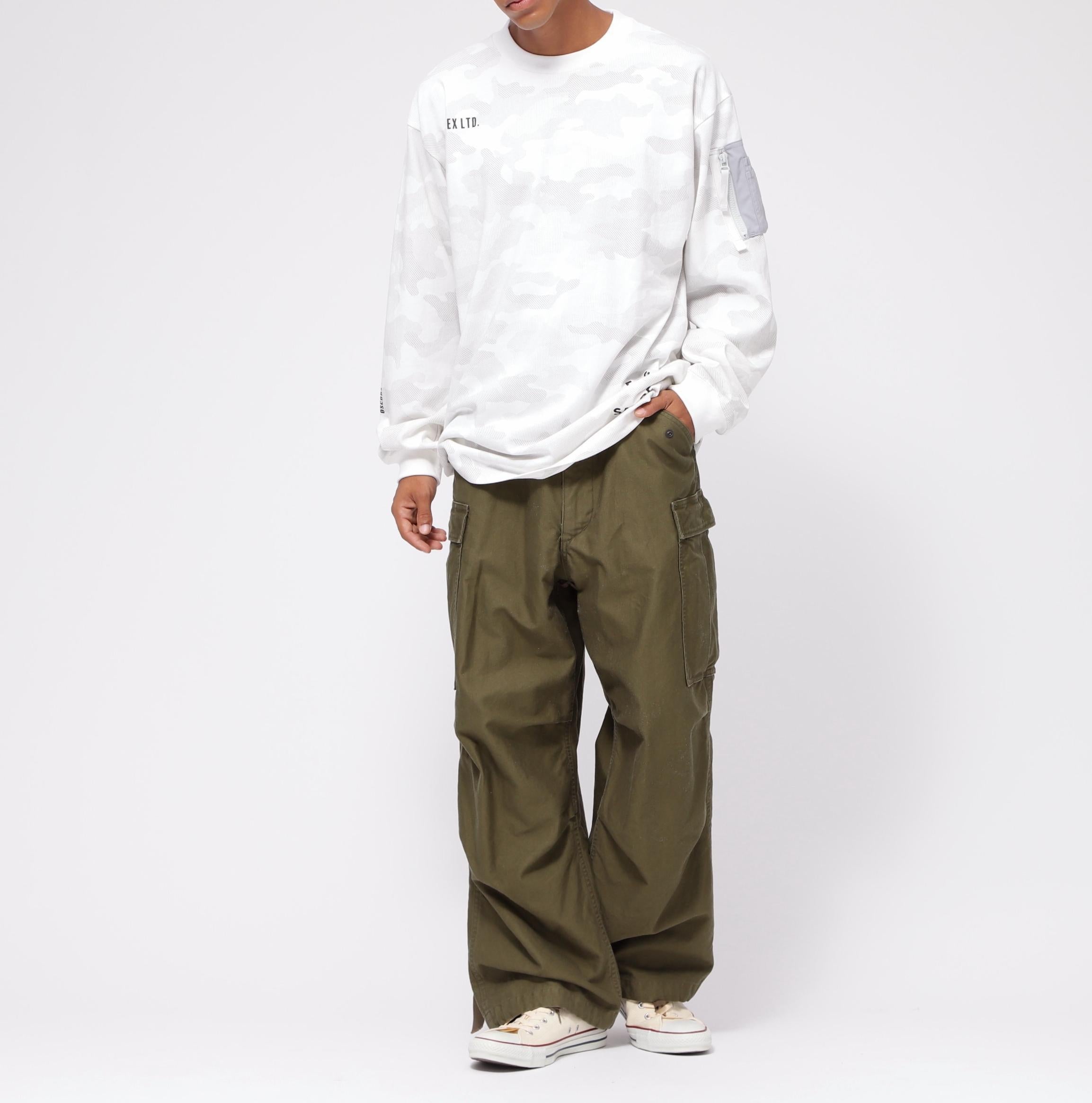 SIDE ZIP STENCIL T-SHI>T "HAT IN THE >ING" / サイドジップ ステンシル 長袖Tシャツ "ハット  ホワイトカモ34