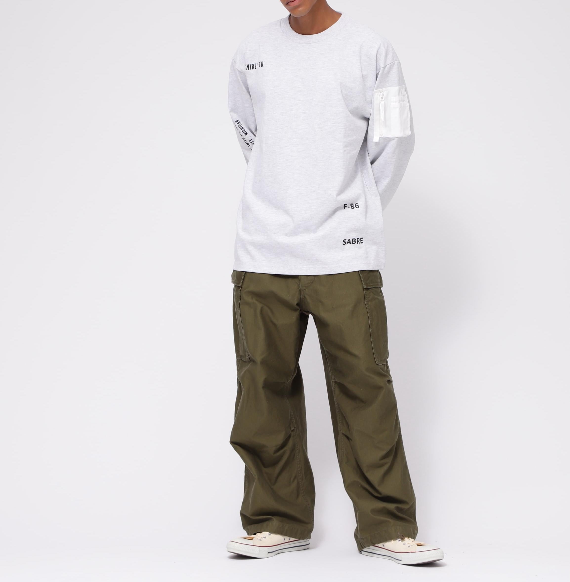 SIDE ZIP STENCIL T-SHI>T "HAT IN THE >ING" / サイドジップ ステンシル 長袖Tシャツ "ハット  ホワイトカモ34