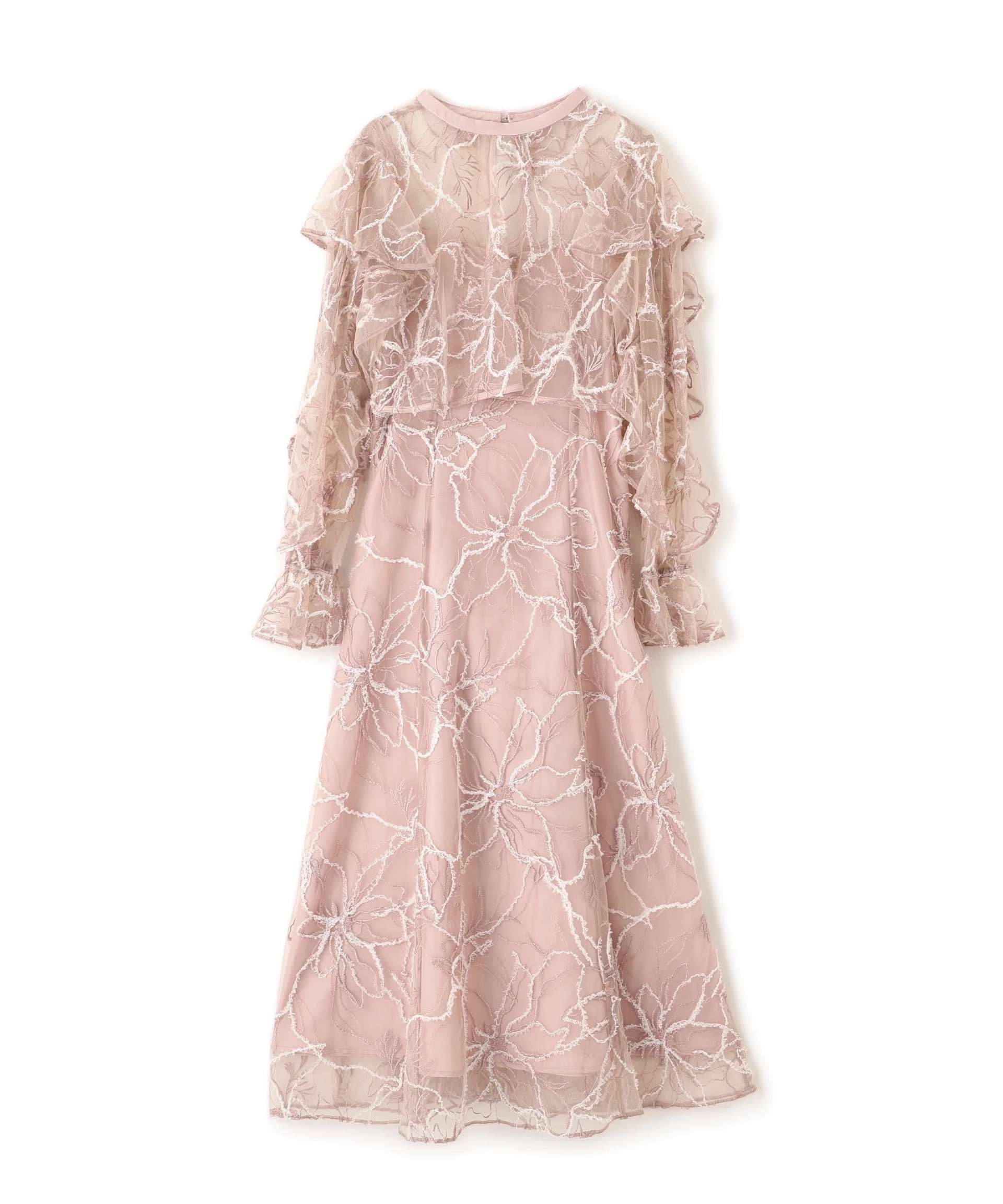 フェザーレース2ピースワンピース ピンク