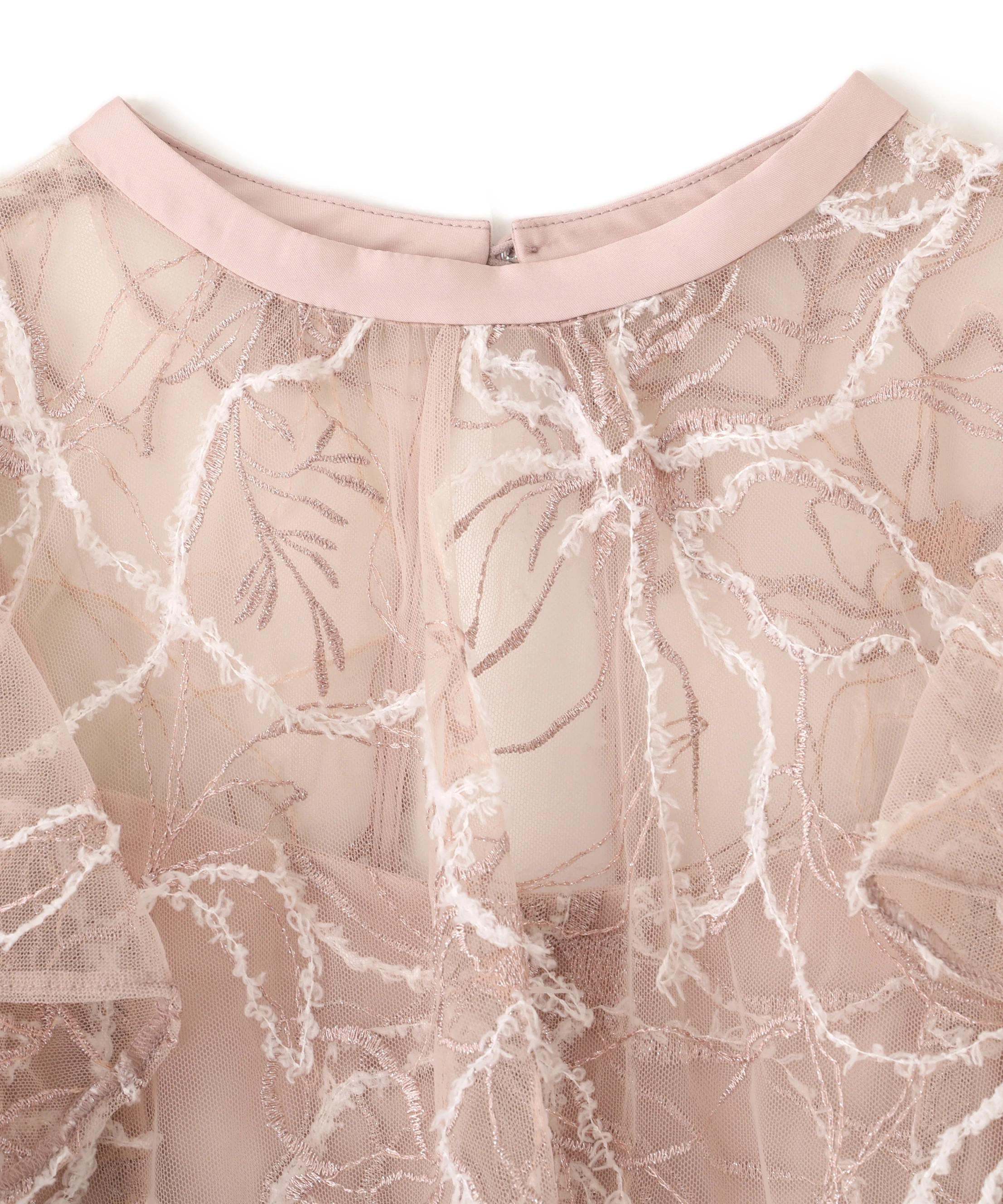 フェザーレース2ピースワンピース ピンク