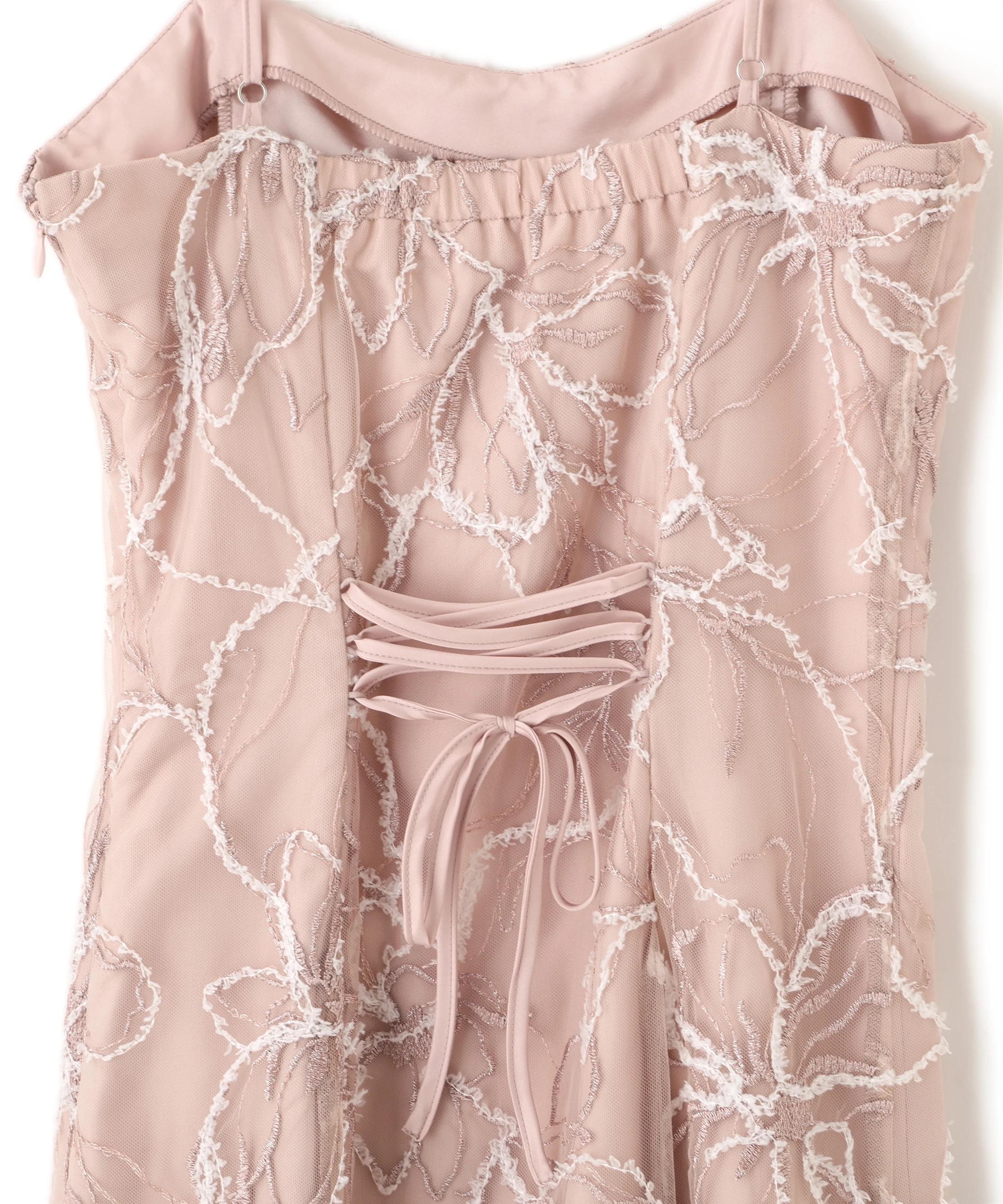 フェザーレース2ピースワンピース ピンク