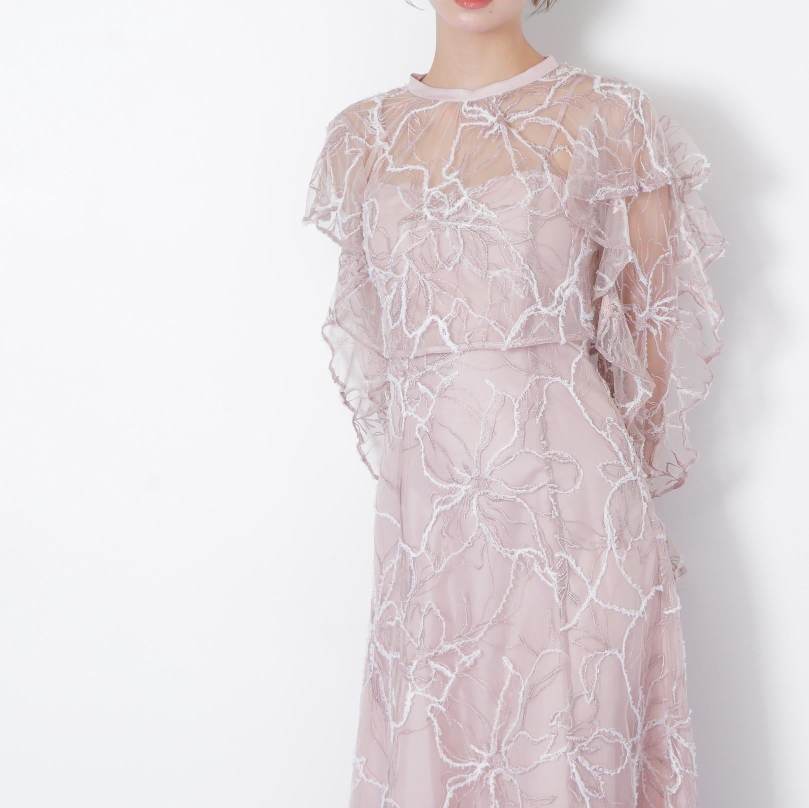 フェザーレース2ピースワンピース ピンク