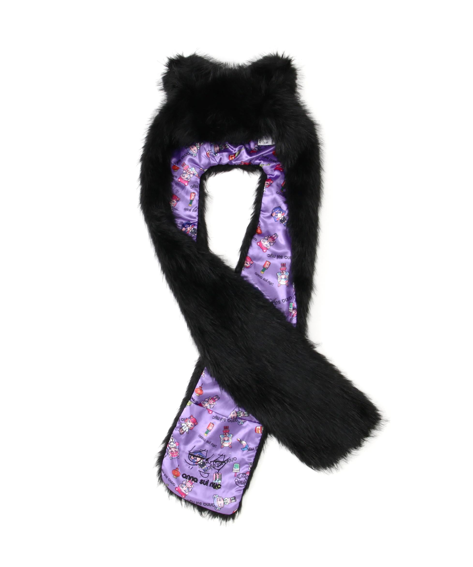 ANNA SUI NYC/アナ スイ エヌワイシー/『×寺田てら』TE>Aキャットファーマフラー ブラック