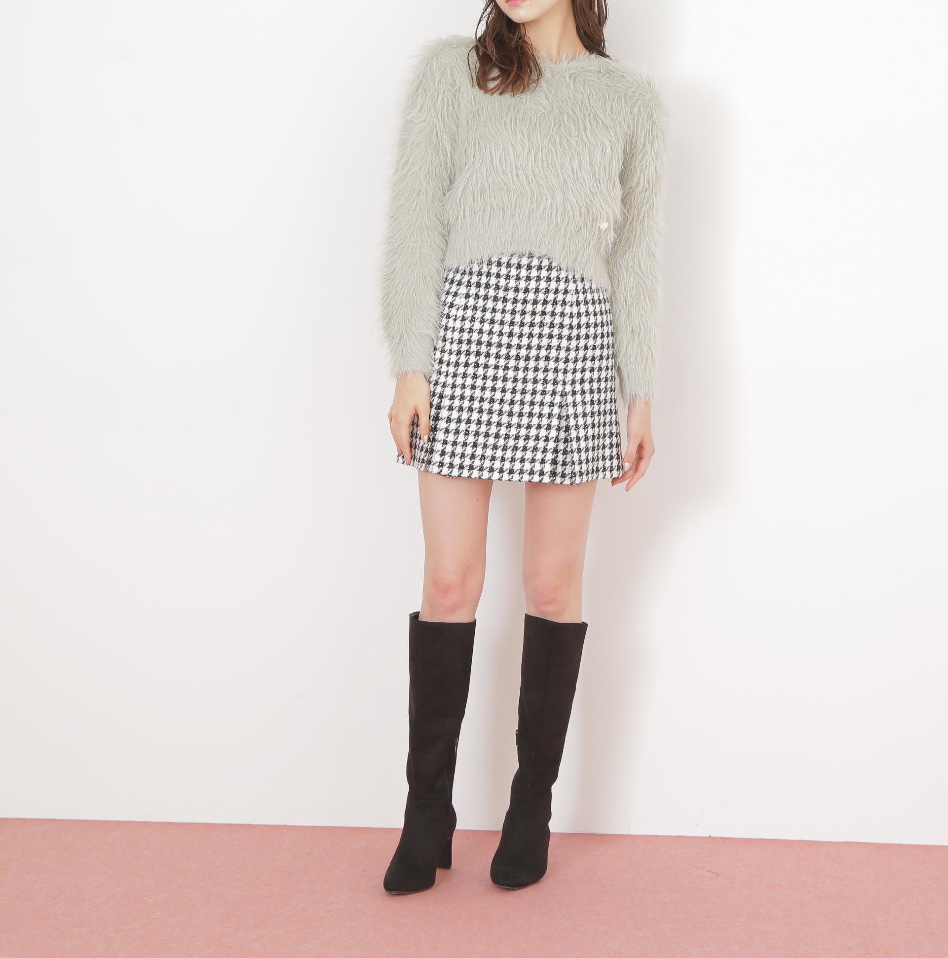 起毛ロングシャギーニット ミントグレー