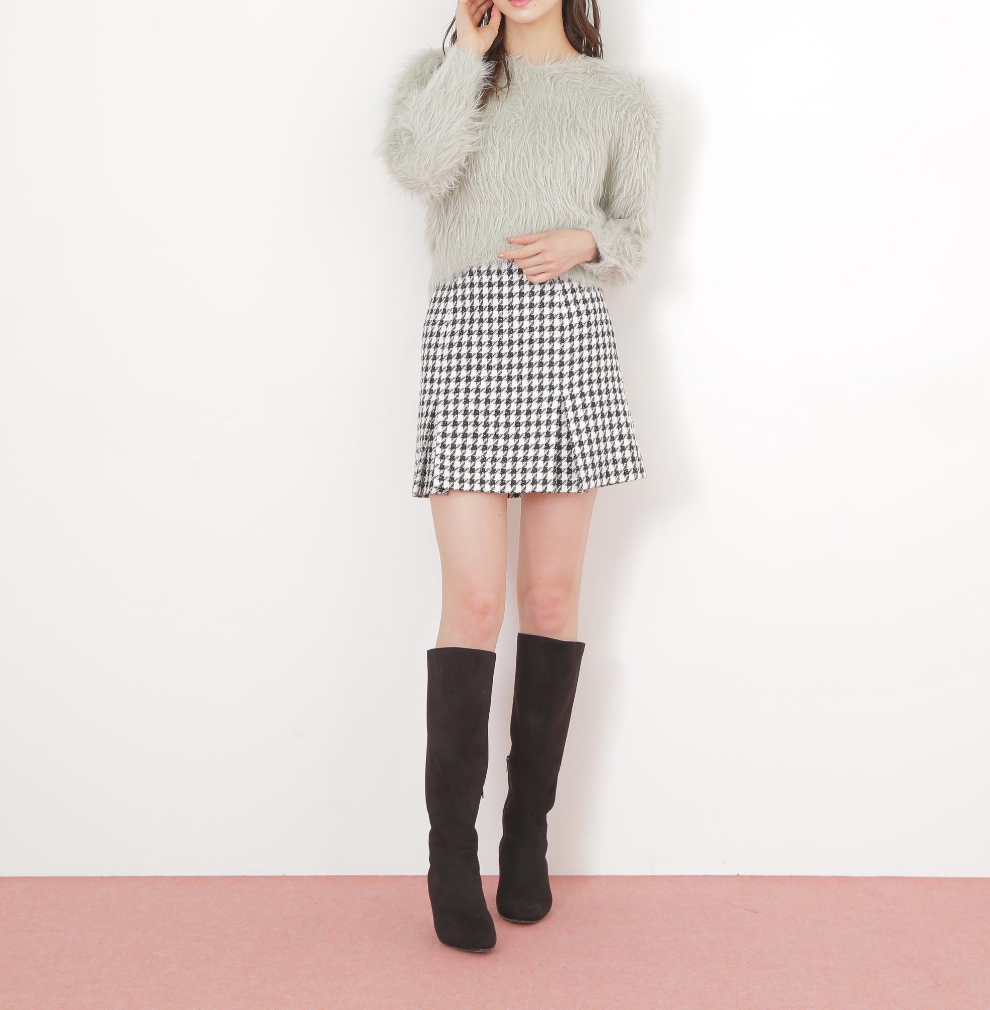 起毛ロングシャギーニット ミントグレー