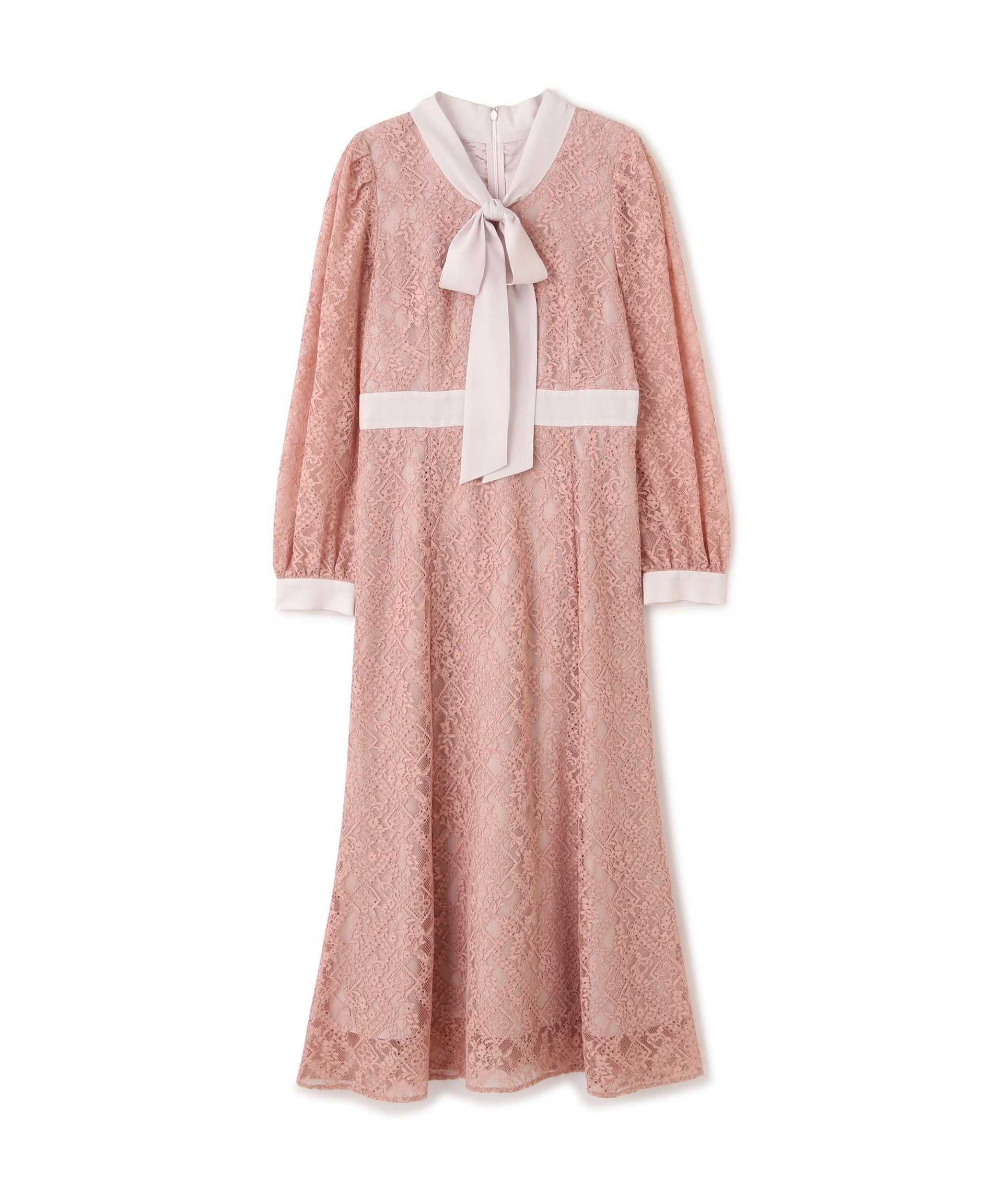 ボウタイレースワンピース ピンク