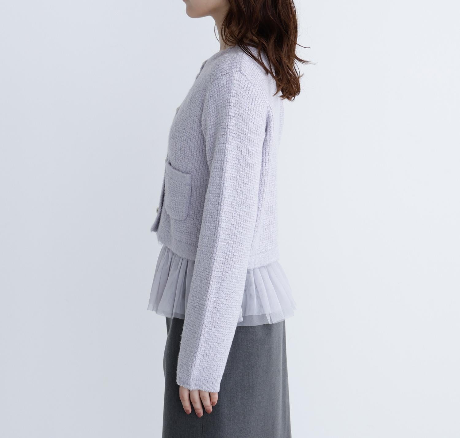 チュールペプラムニットアンサンブル ラベンダー
