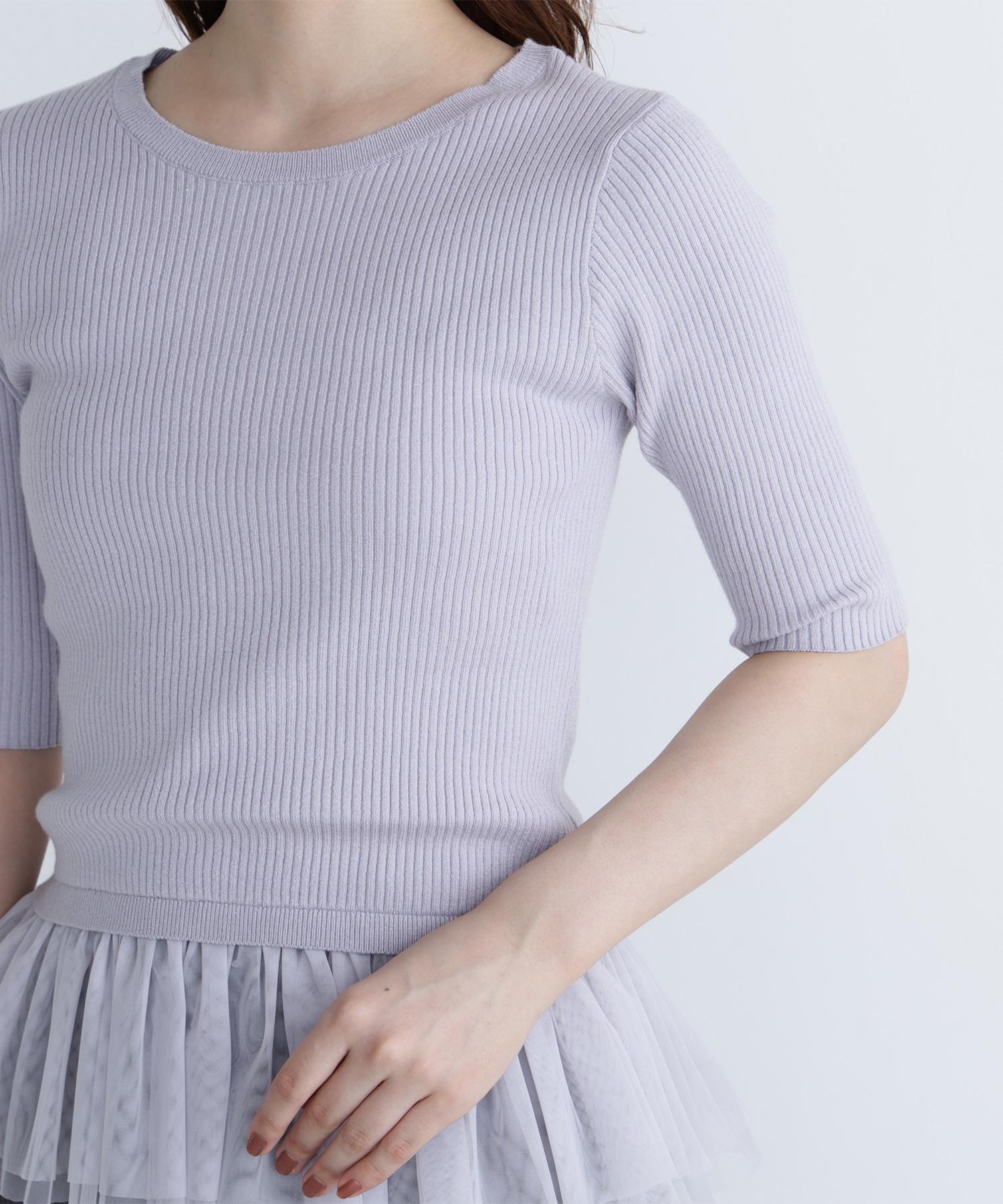 チュールペプラムニットアンサンブル ラベンダー