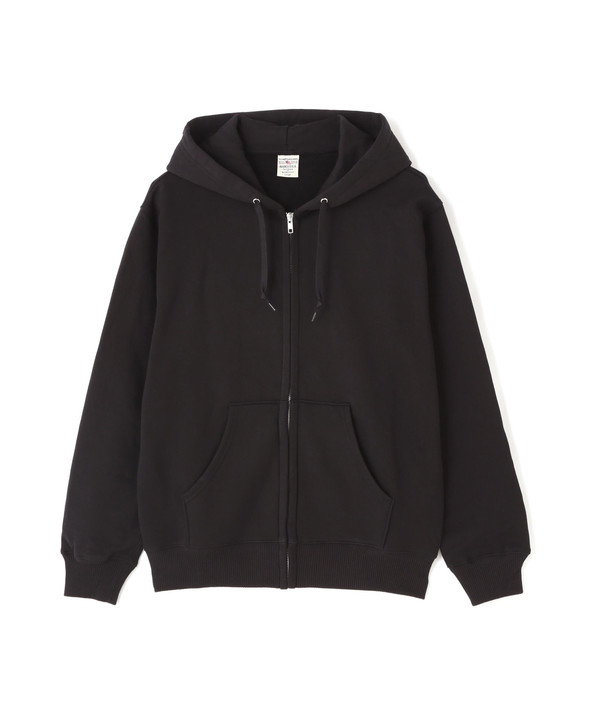 《DAILY/デイリー》ZIP UP SWEAT PARKA / ジップアップ スウェット パーカー / AVIREX /アヴィレックス ブラック