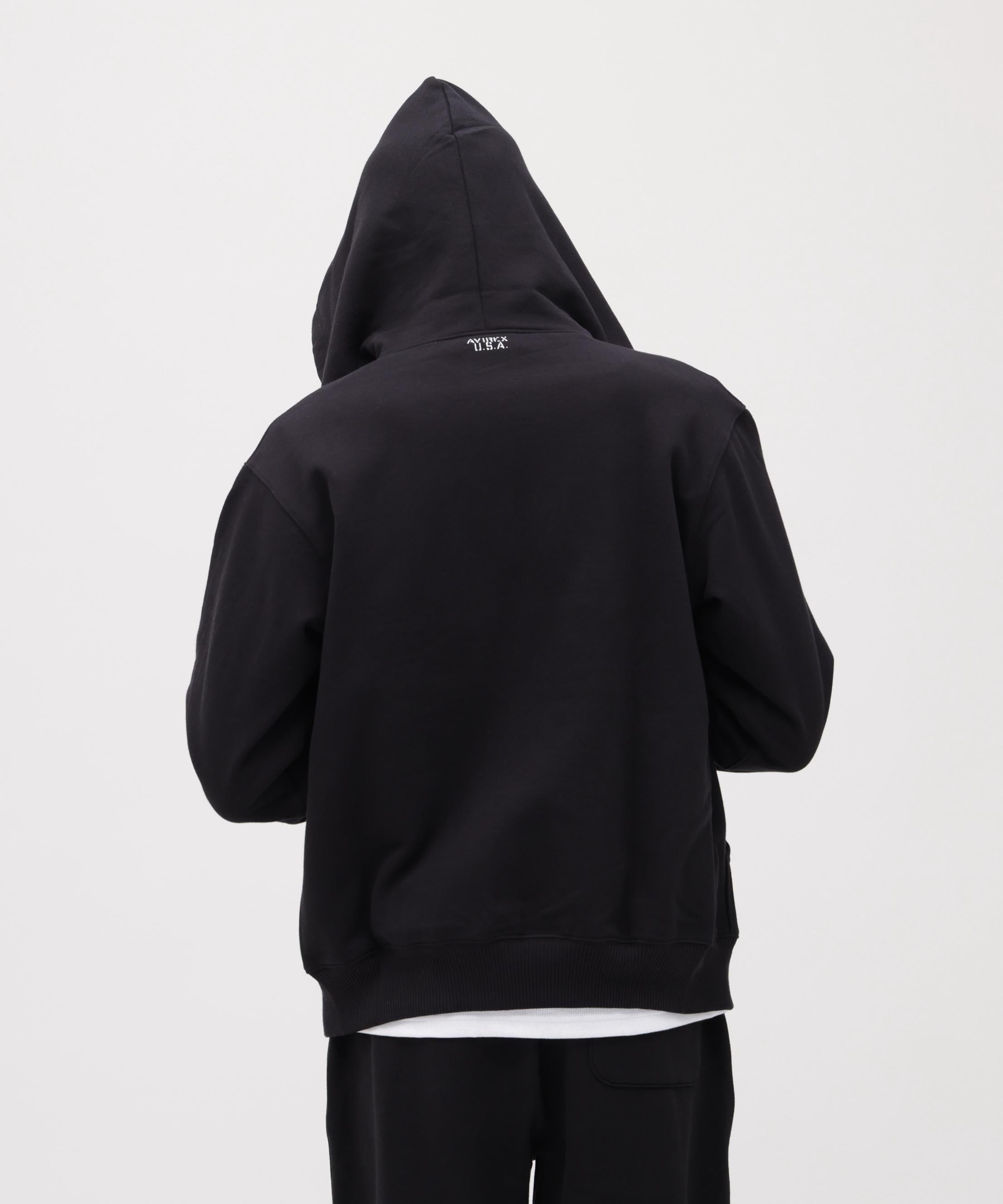 《DAILY/デイリー》ZIP UP SWEAT PARKA / ジップアップ スウェット パーカー / AVIREX /アヴィレックス ブラック