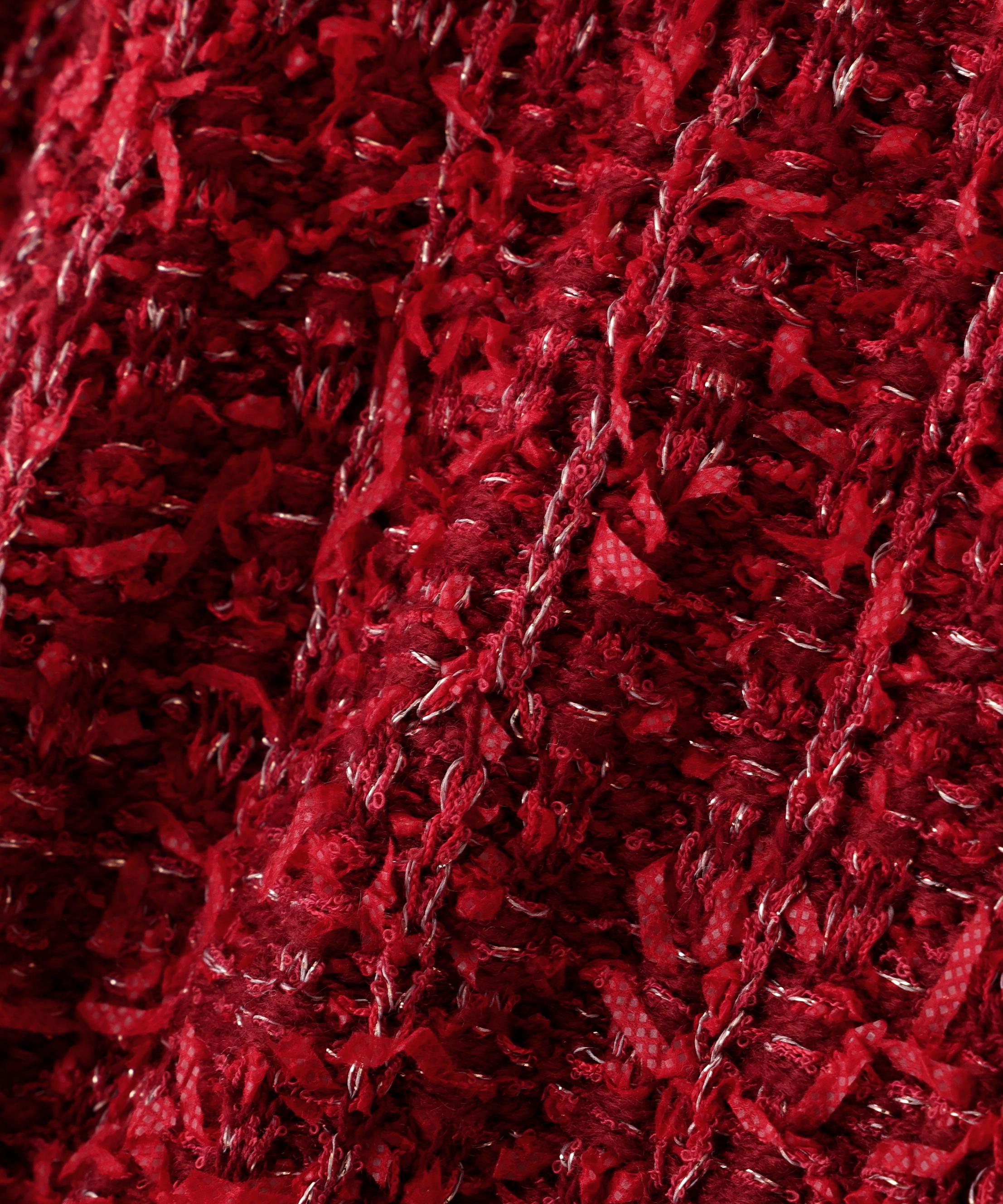 ラメツイードニットカーディガン レッド