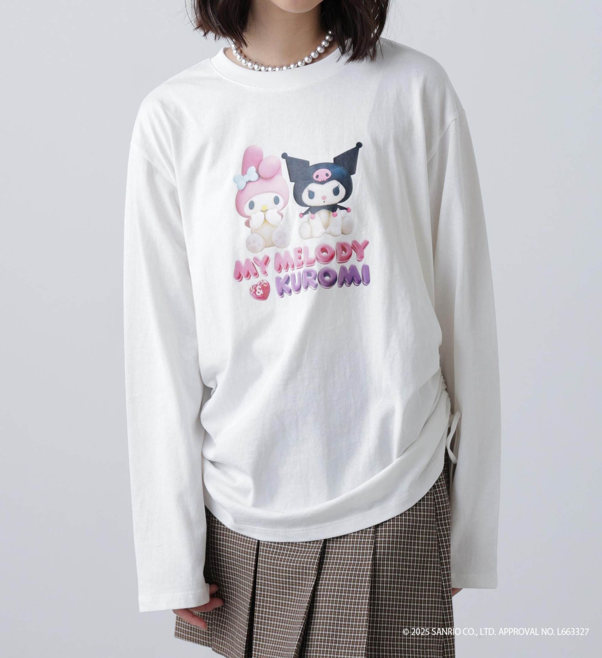 〈メロクロコラボ〉ロングTシャツ ホワイト