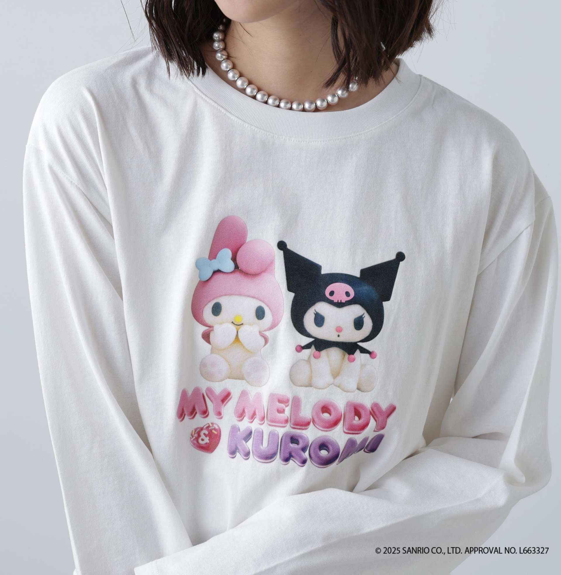 〈メロクロコラボ〉ロングTシャツ ホワイト
