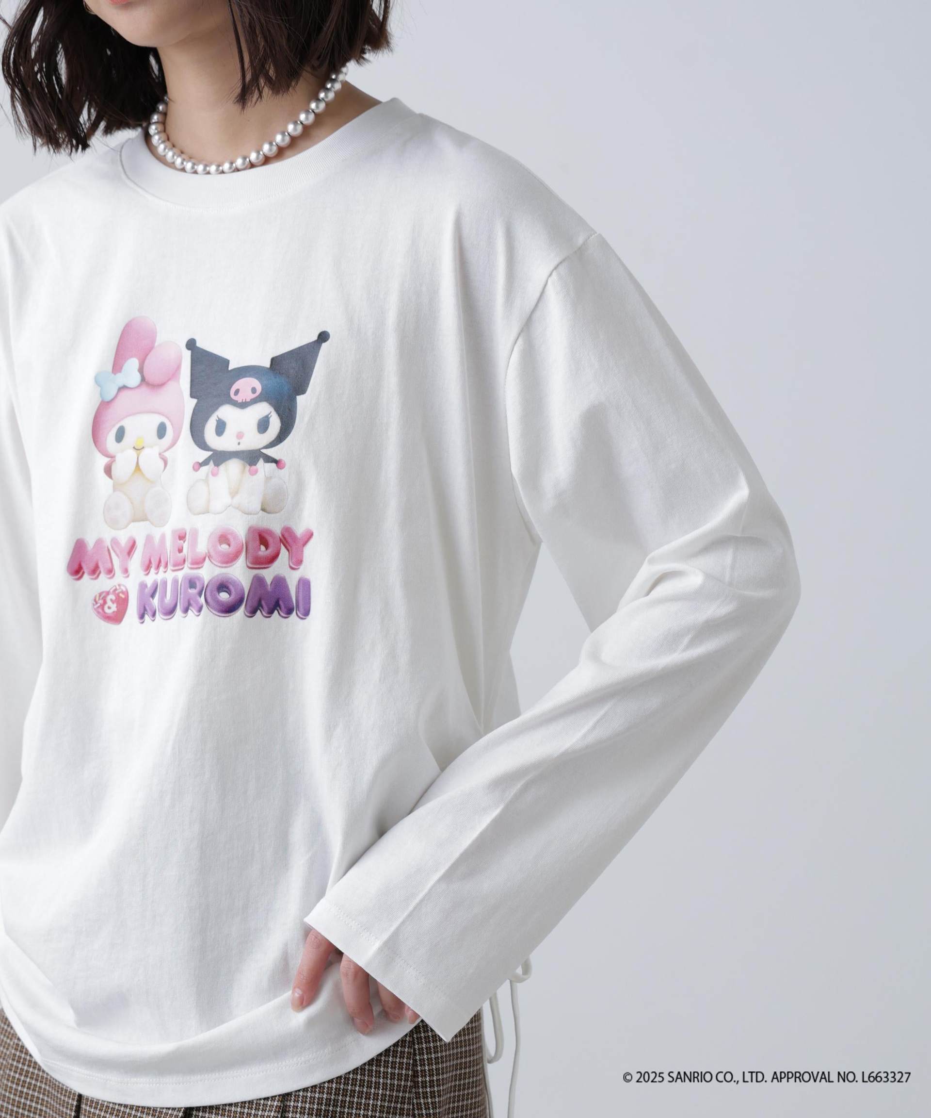 〈メロクロコラボ〉ロングTシャツ ホワイト