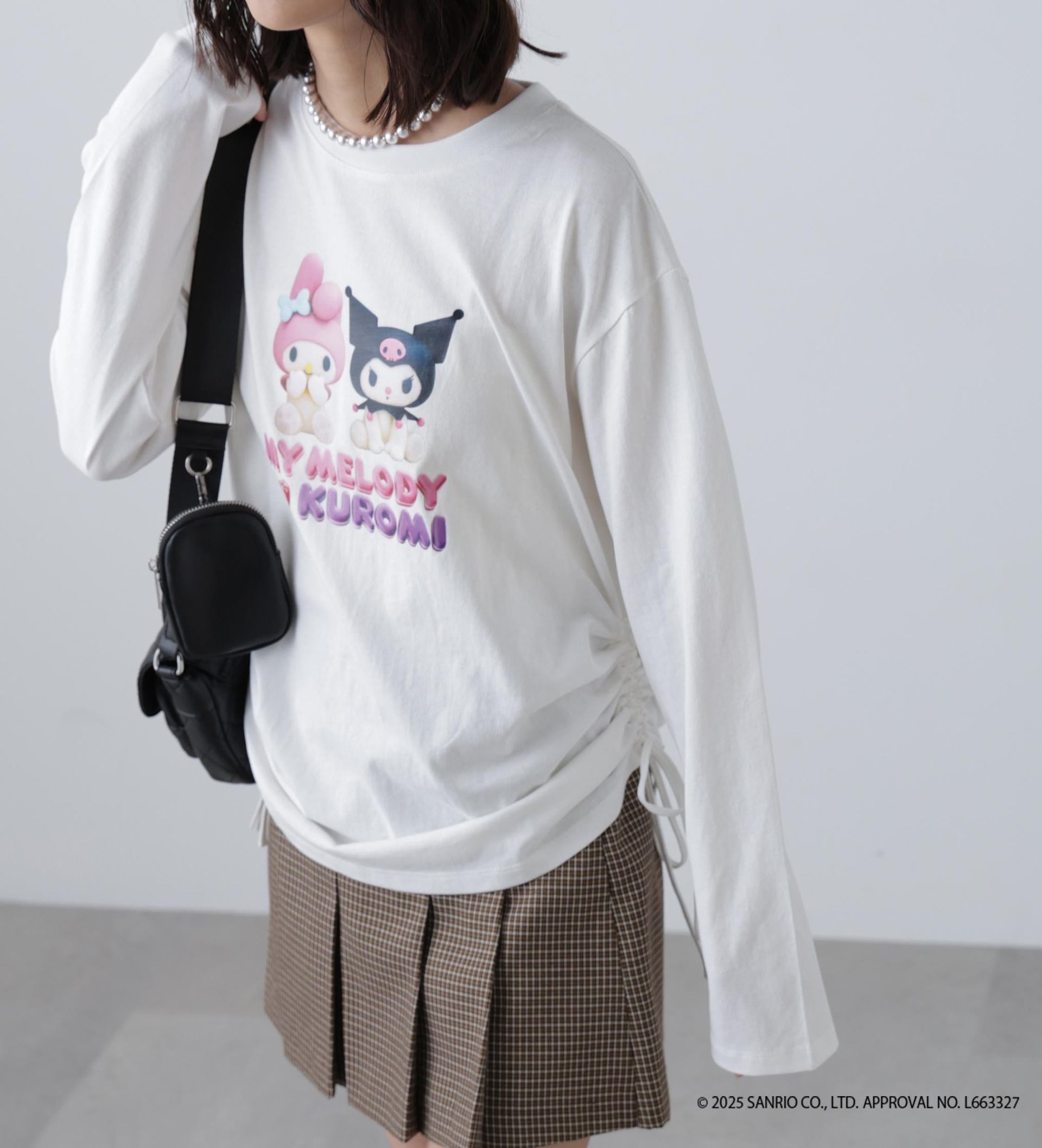 〈メロクロコラボ〉ロングTシャツ ホワイト