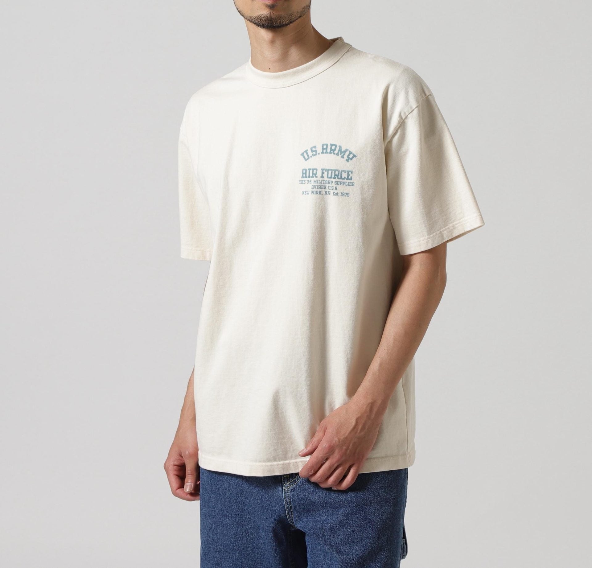 MIL. STENCIL T-SHI>T US A>MY AI> FO>CE / ステンシル 半袖Tシャツ アーミー エアフォース ナチュラル4