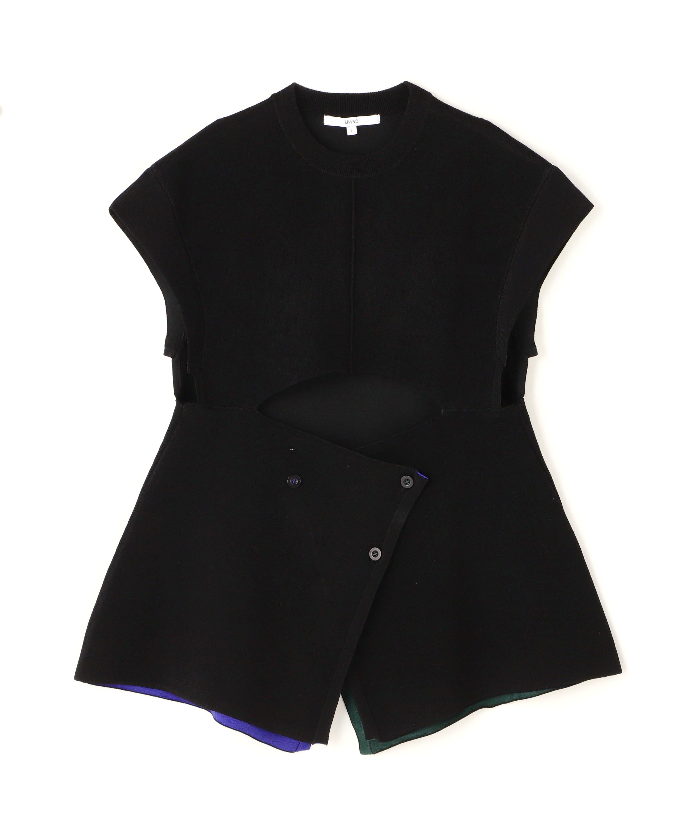 UN3D./アンスリード/MULTICOLO> 2WAY CAPE VEST/2WAYケープベスト ブラック