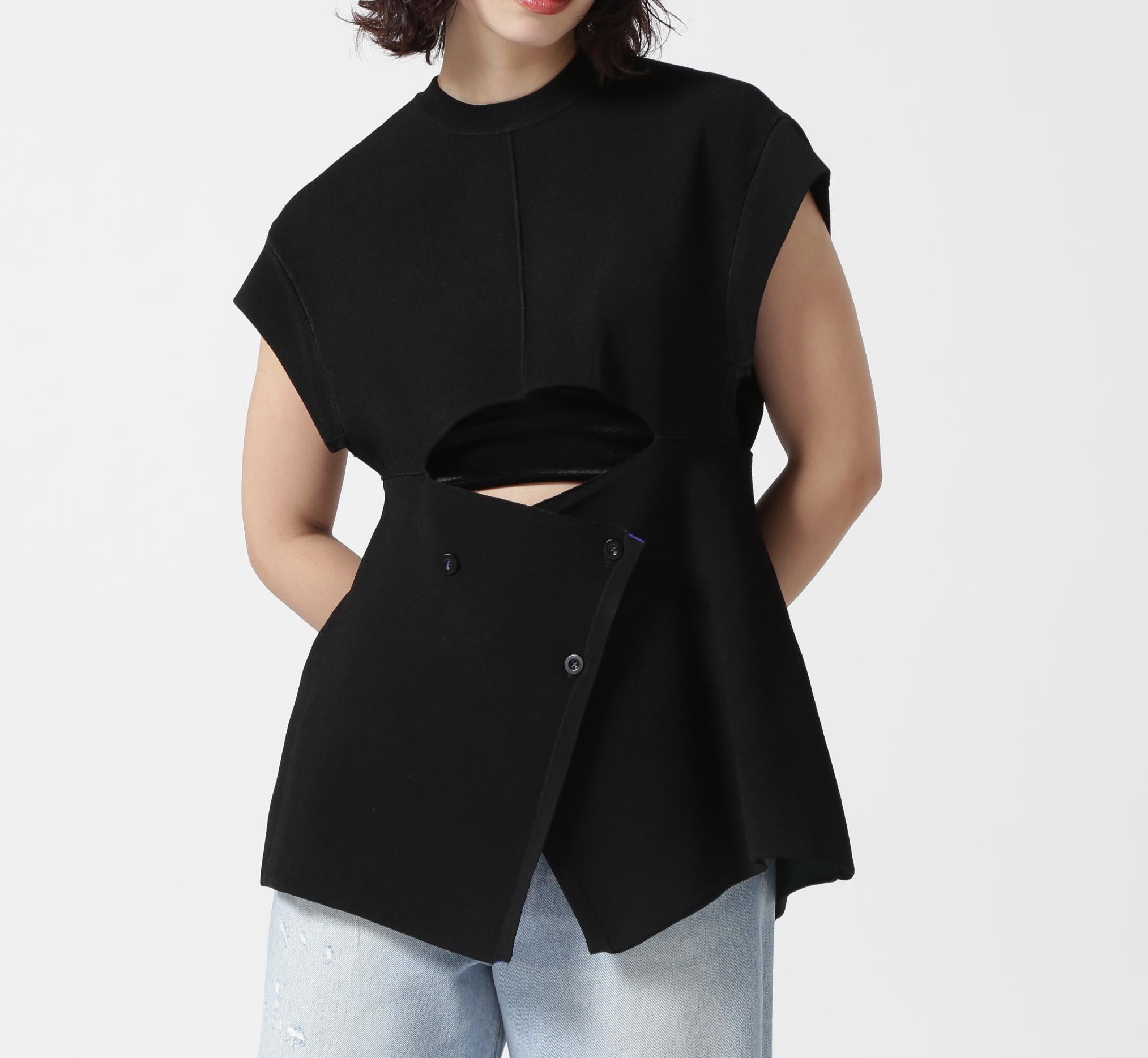 UN3D./アンスリード/MULTICOLO> 2WAY CAPE VEST/2WAYケープベスト ブラック