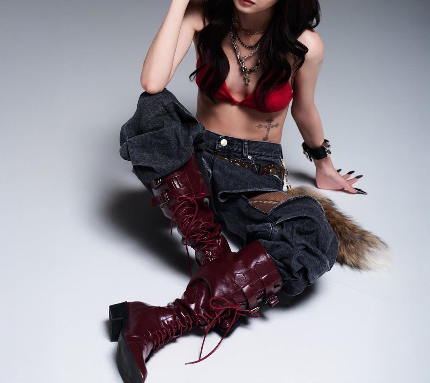 MITSUKI/ミツキ/DENIM CUT-OUT PANTS ブラック