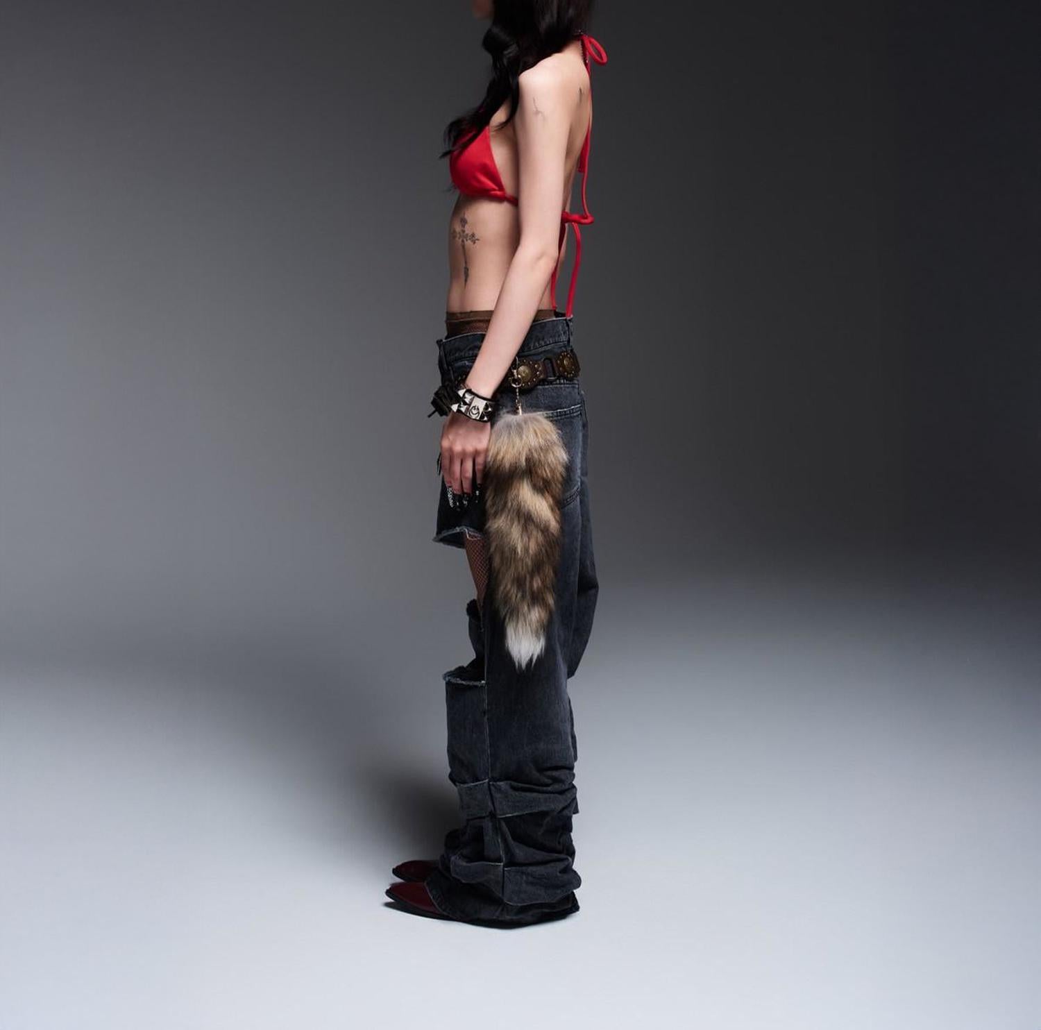 MITSUKI/ミツキ/DENIM CUT-OUT PANTS ブラック
